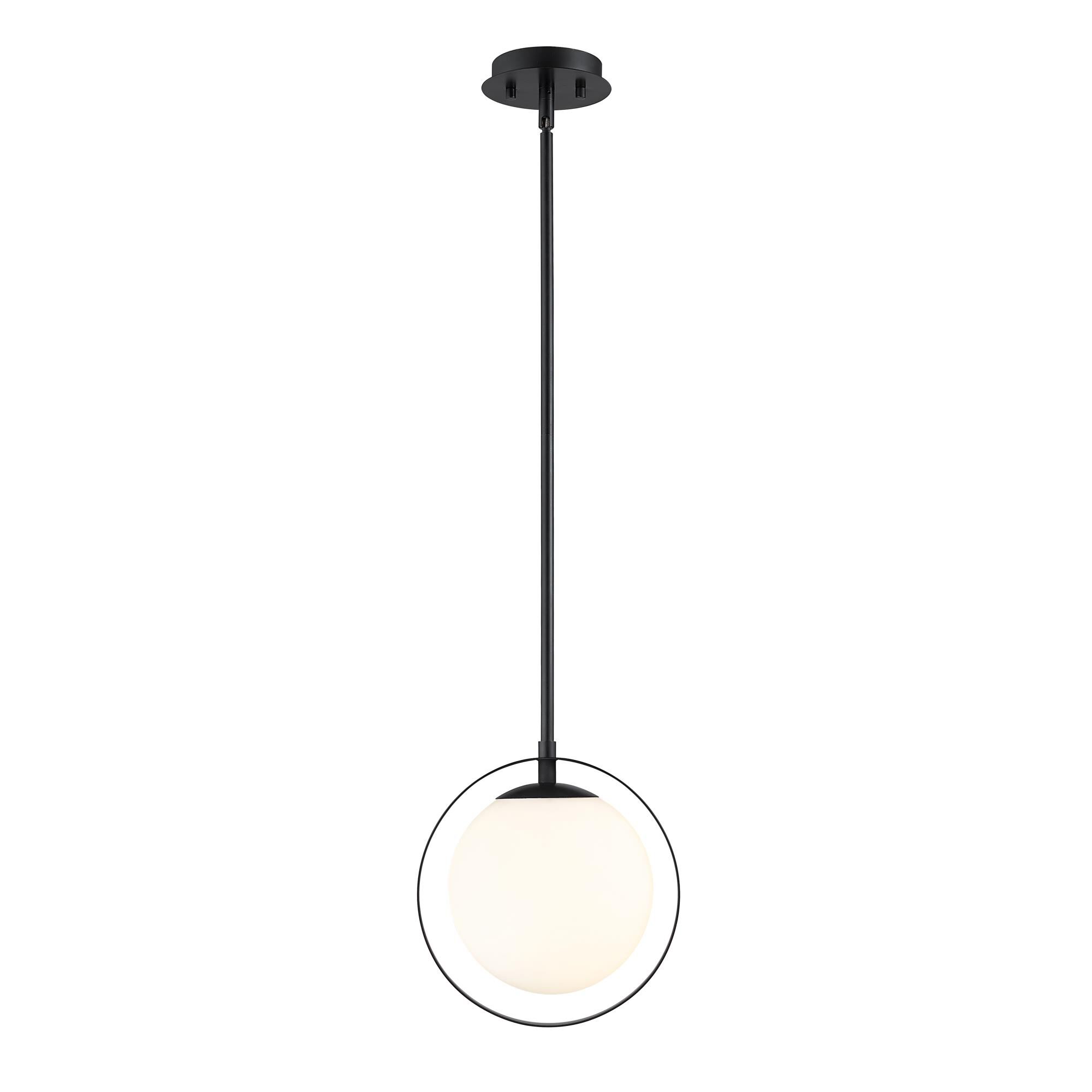 Shown in Matte Black finish and Glass shade