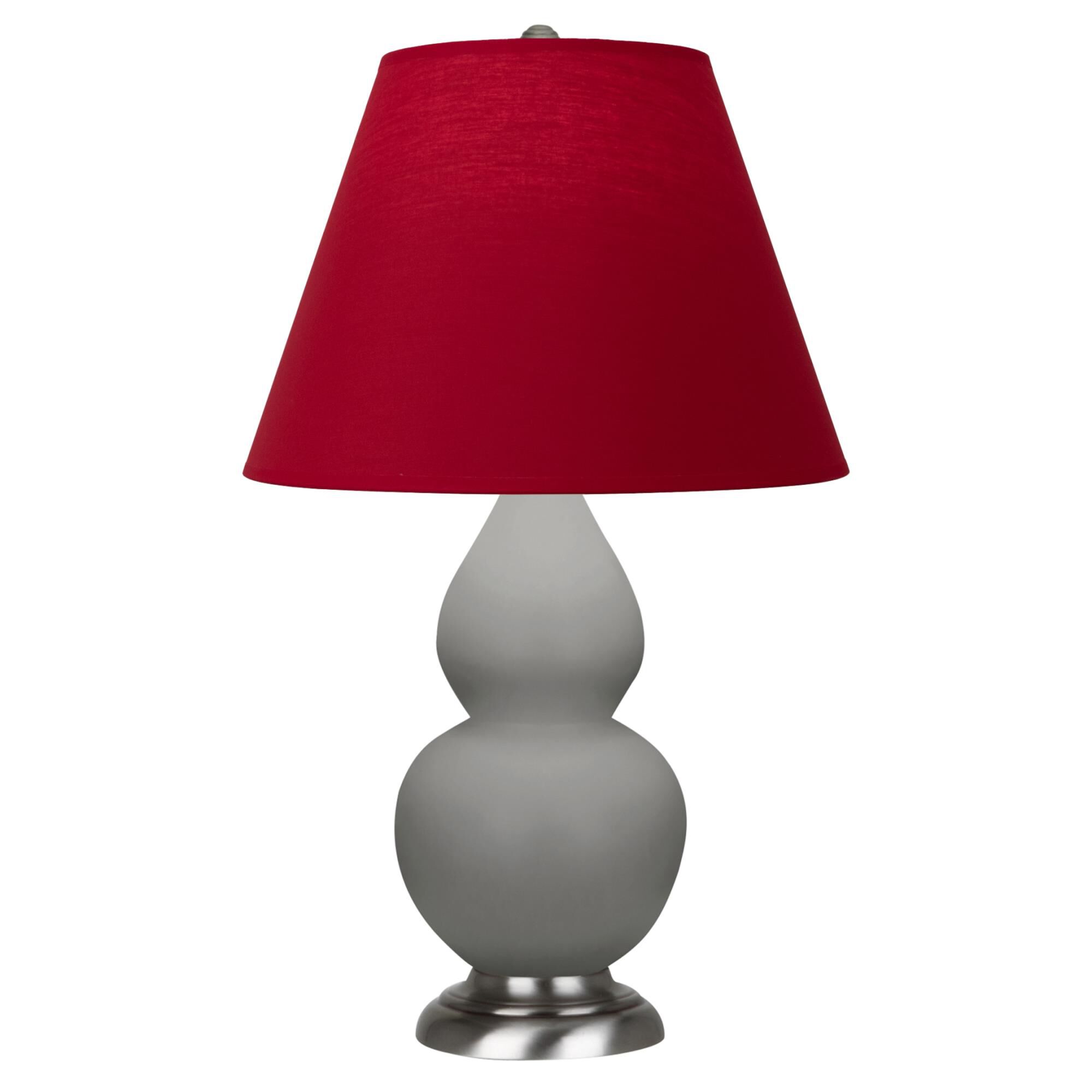 Shown in Matte Smokey Taupe finish and Rose Red with Ink Black Lining Fabric shade and Antique Silver accent