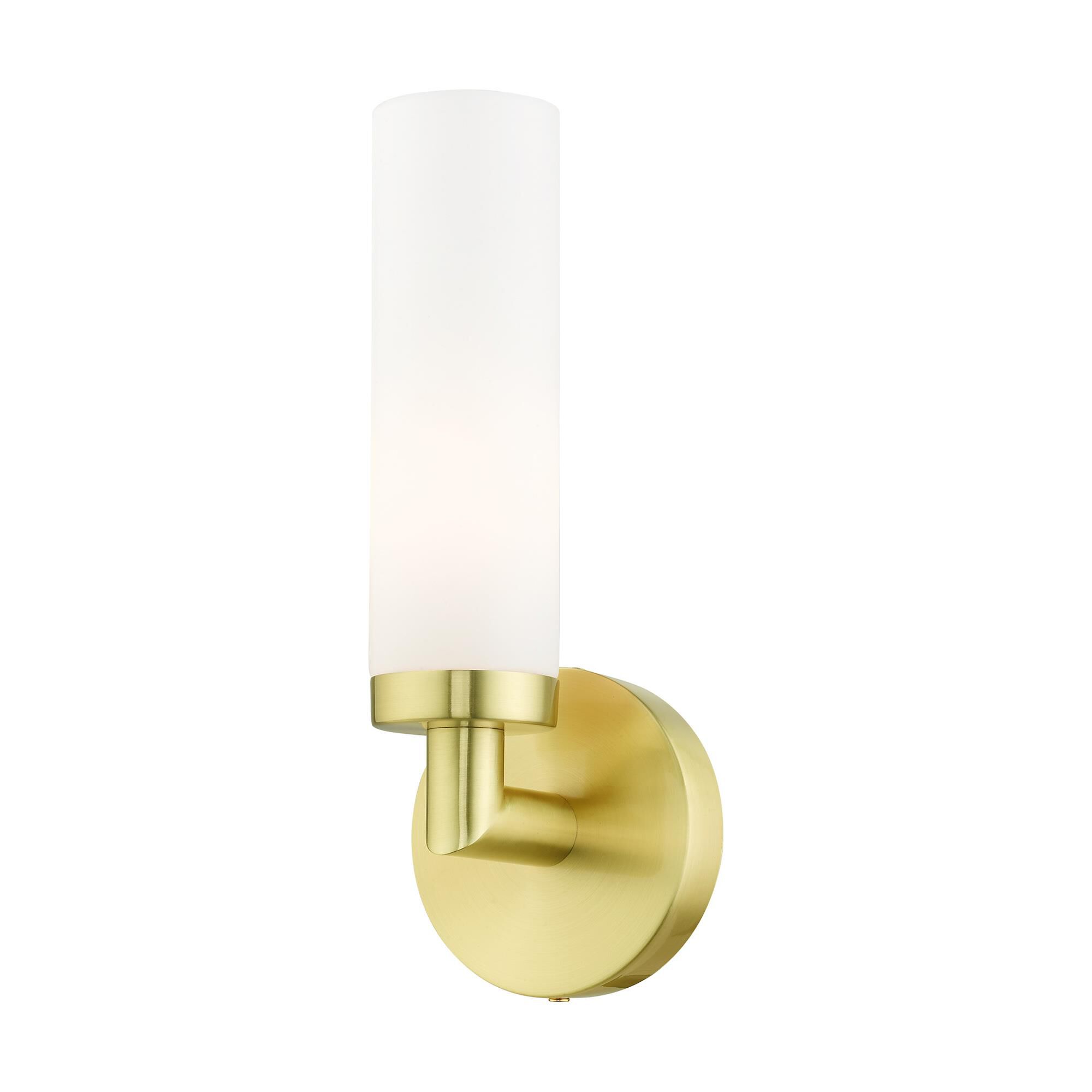 Shown in Satin Brass finish and Hand Blown Satin Opal White glass and Hand Blown Satin Opal White Glass shade