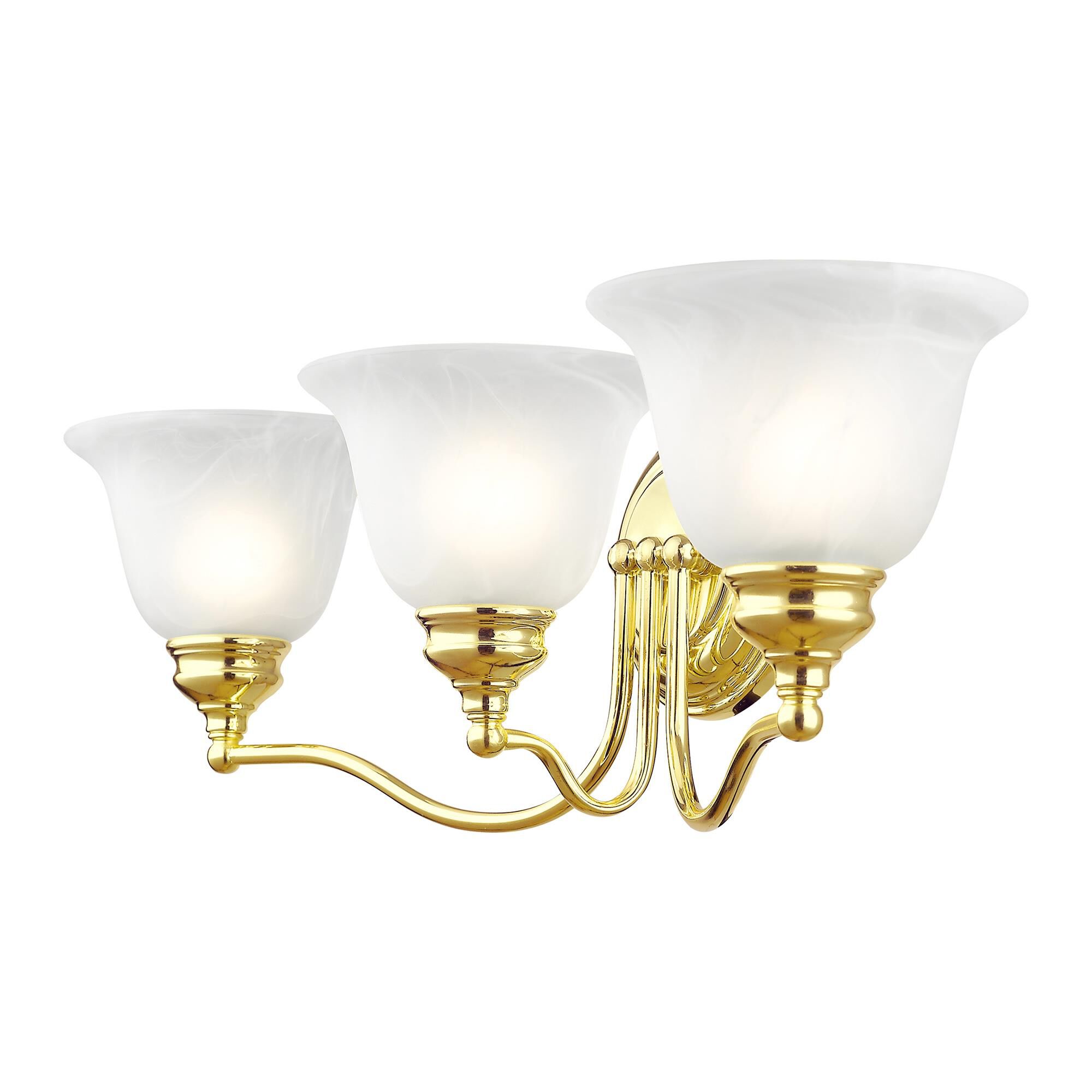 Shown in Polished Brass finish and White Alabaster glass