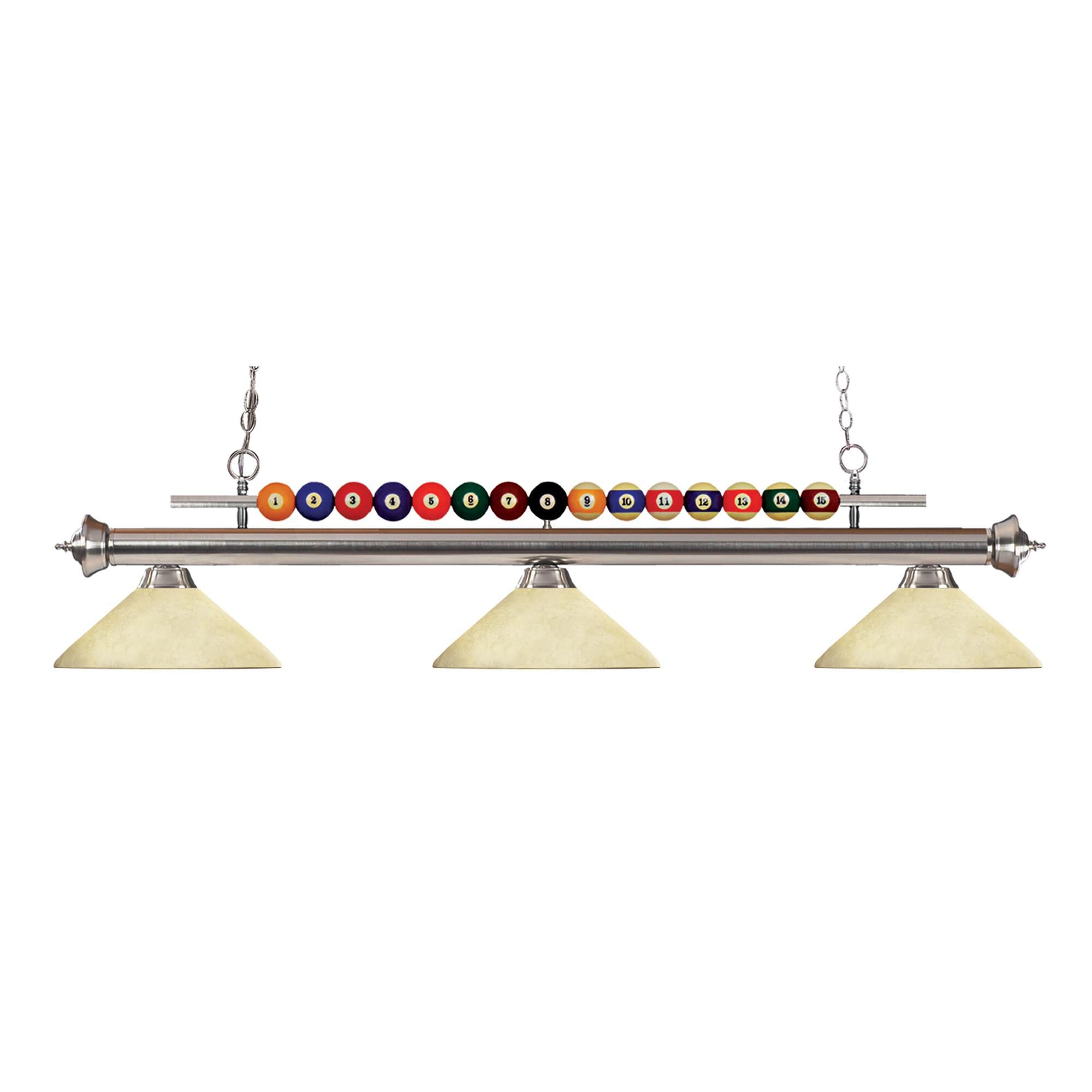 Shown in Brushed Nickel finish and Glass shade