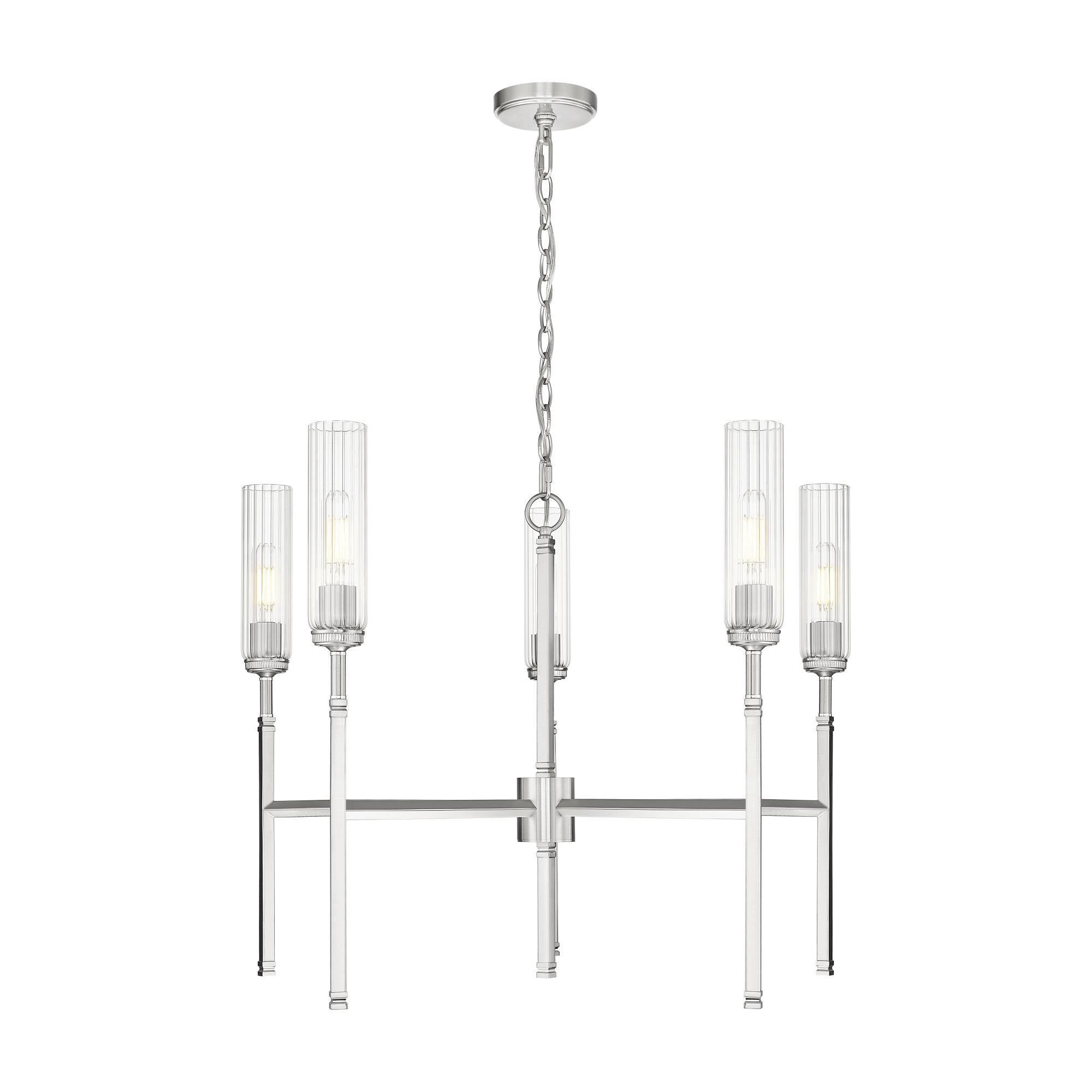 Shown in Brushed Nickel finish and Clear glass