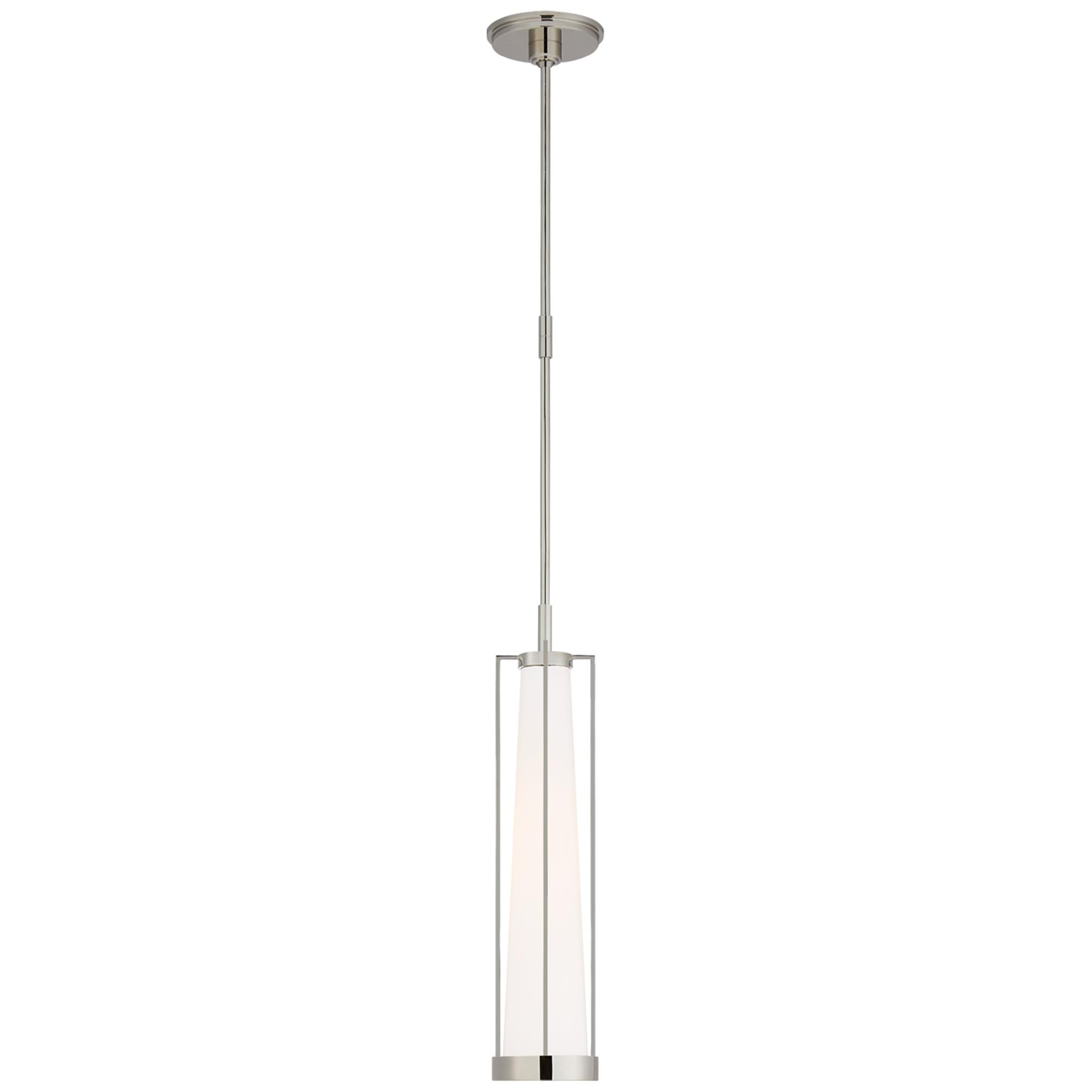 Shown in Polished Nickel finish and White glass and White Glass shade