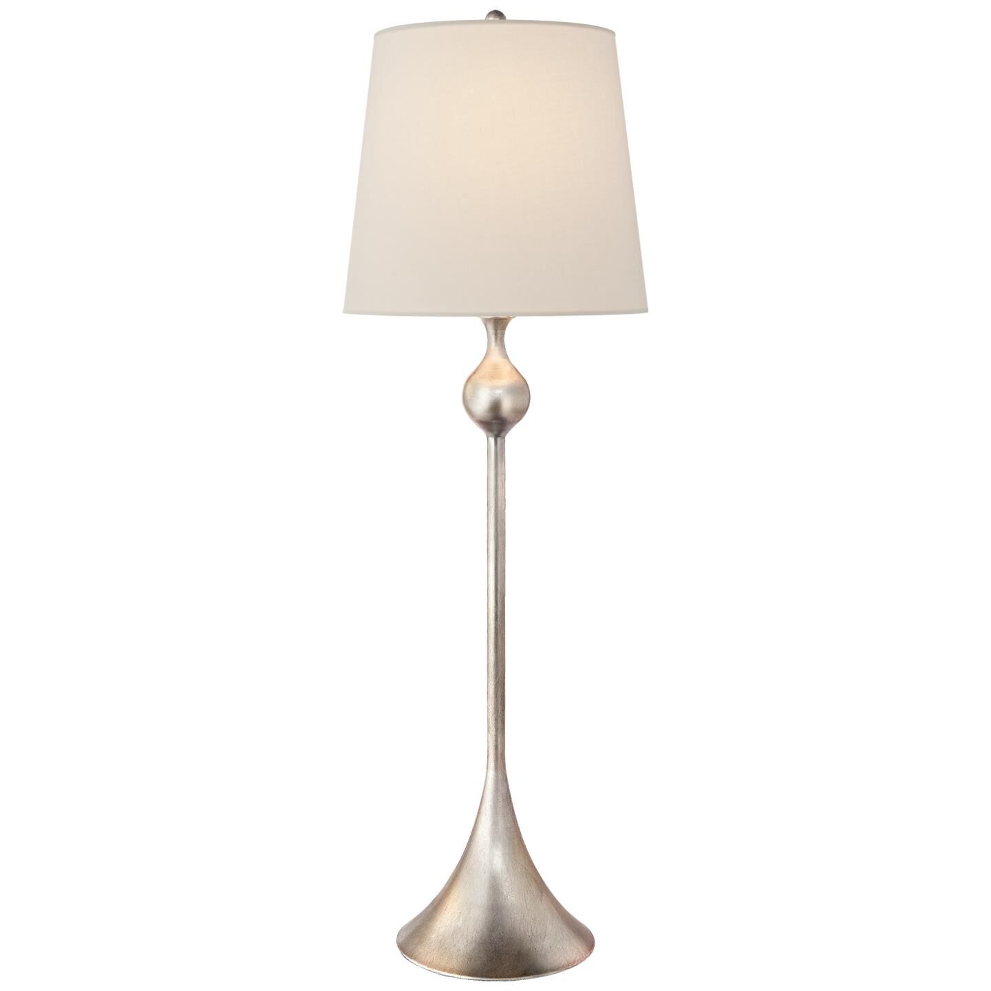 Shown in Burnished Silver Leaf finish and Linen shade