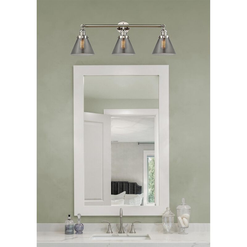Bruno Marashlian Large Cone 32 Inch 3 Light Bath Vanity Light by Innovations Lighting