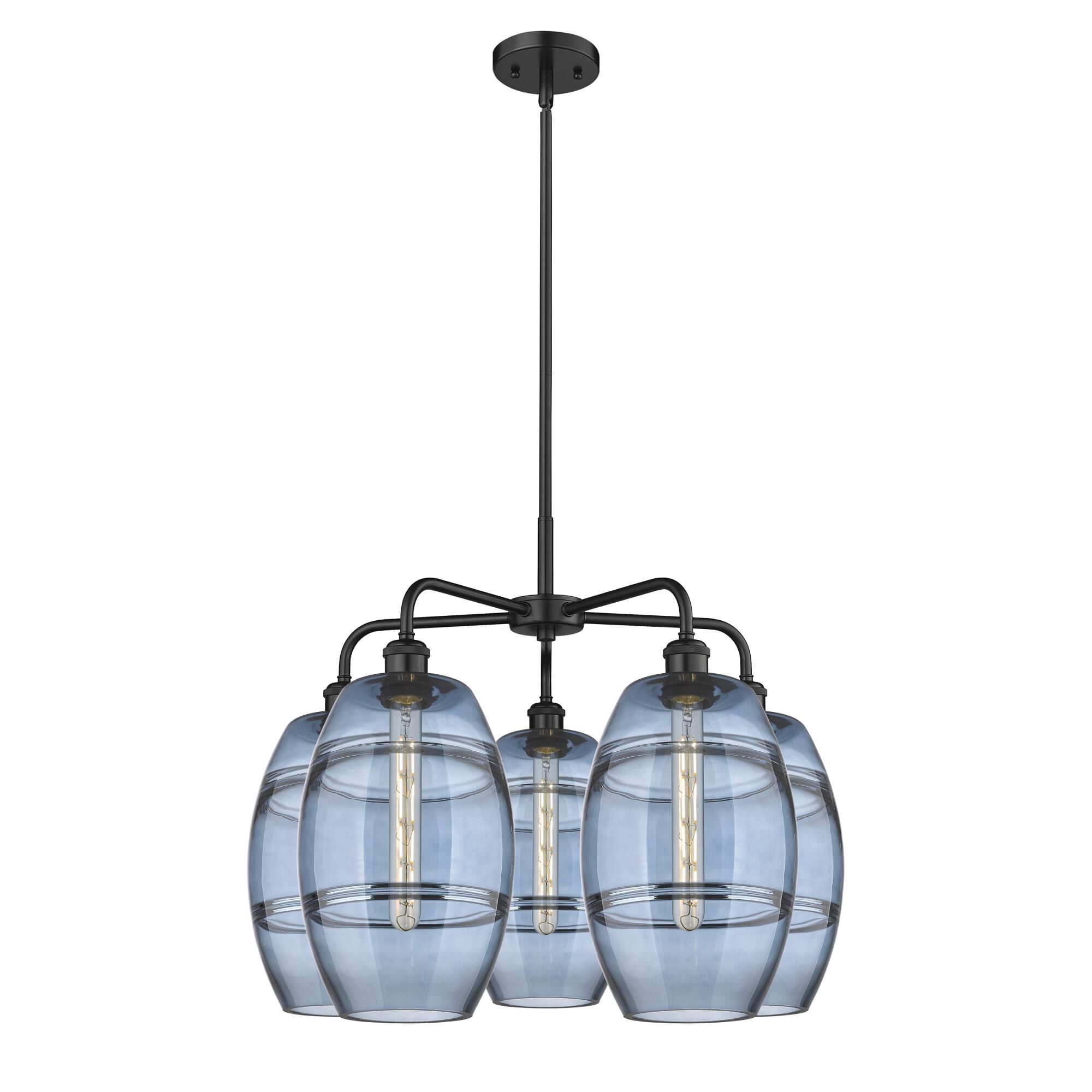 Shown in Matte Black finish and Princess Blue glass