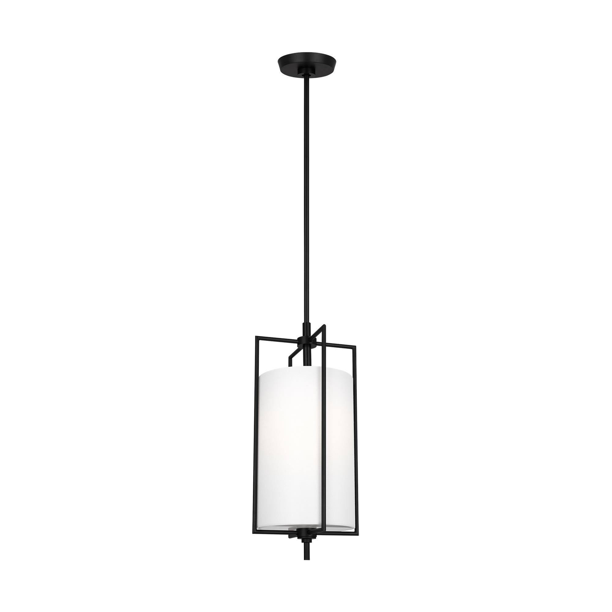 Shown in Aged Iron finish and White LinenLinen shade