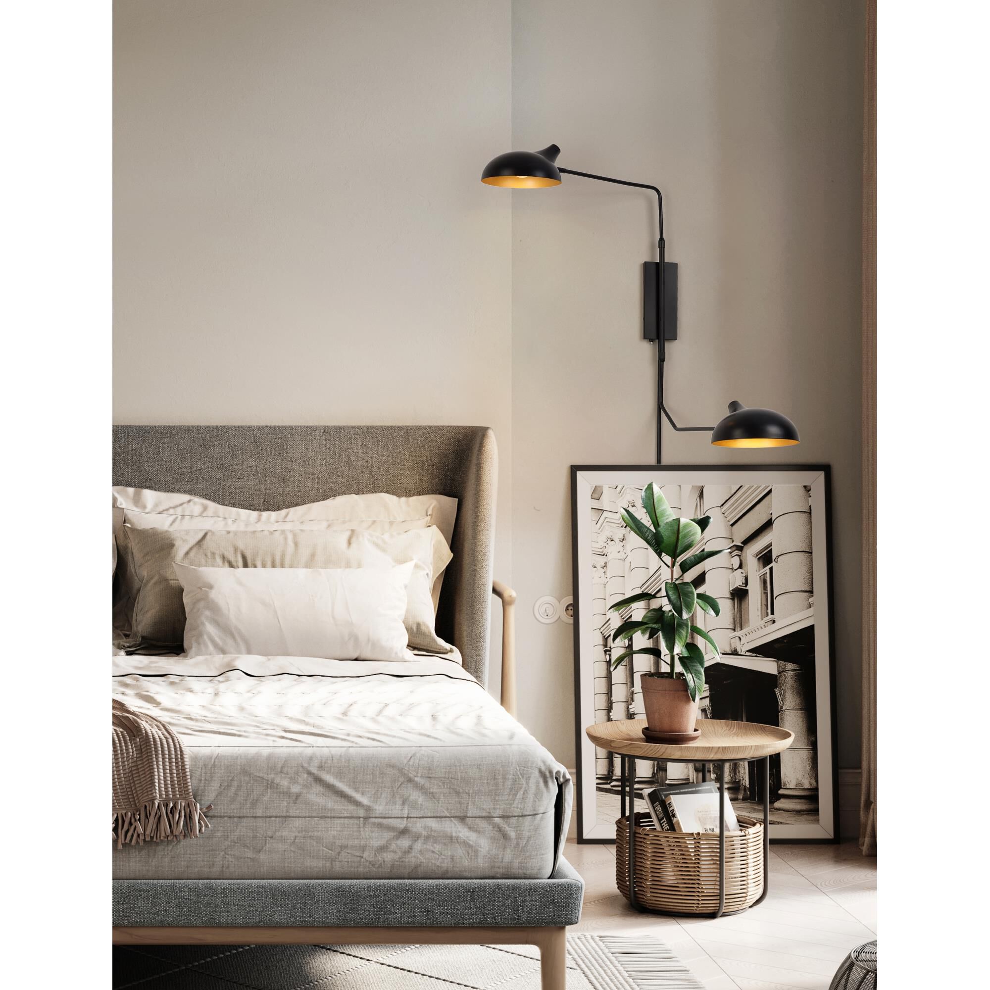 Shown in Matte Black finish and Matte Black Outer and Gold Inner Steel shade