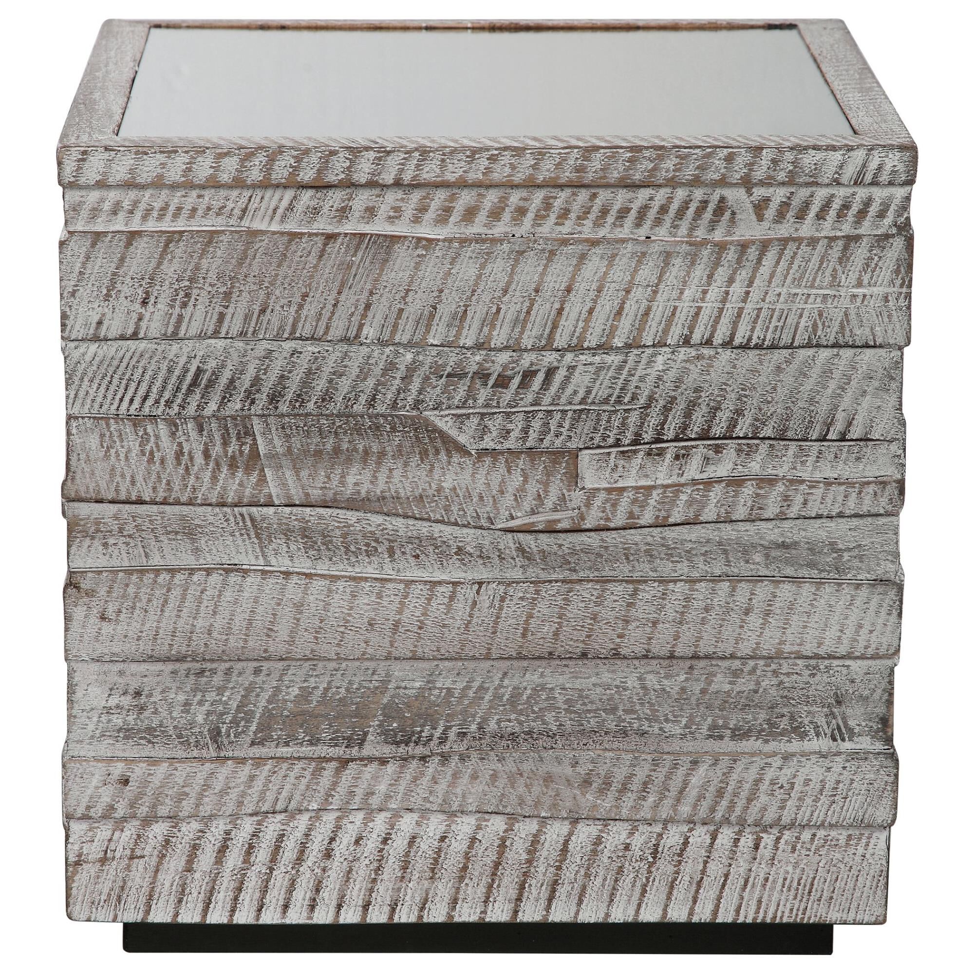 Shown in This Casual Rustic Side Table Features A Pieced Fir Wood Construction With Natural Distress And Chat finish