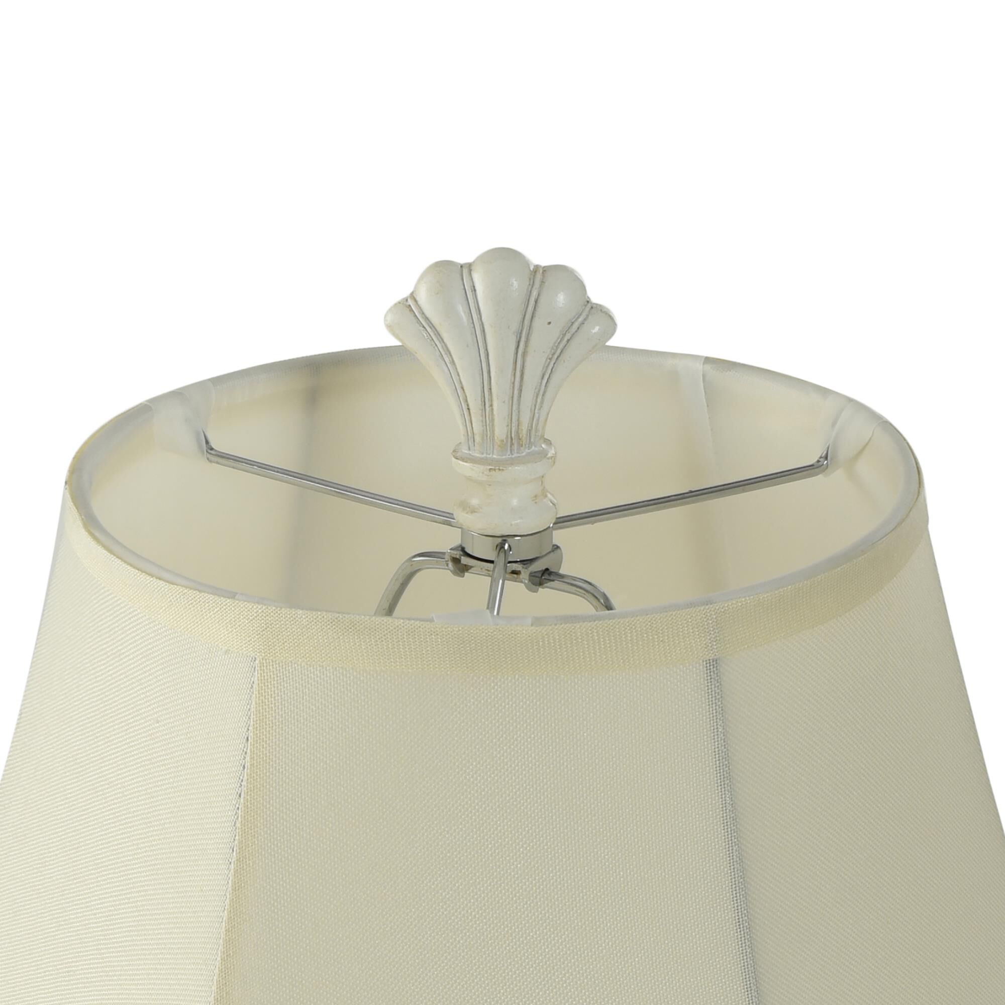 Shown in Cream finish and Brussel Cream Round Bell Fabric shade