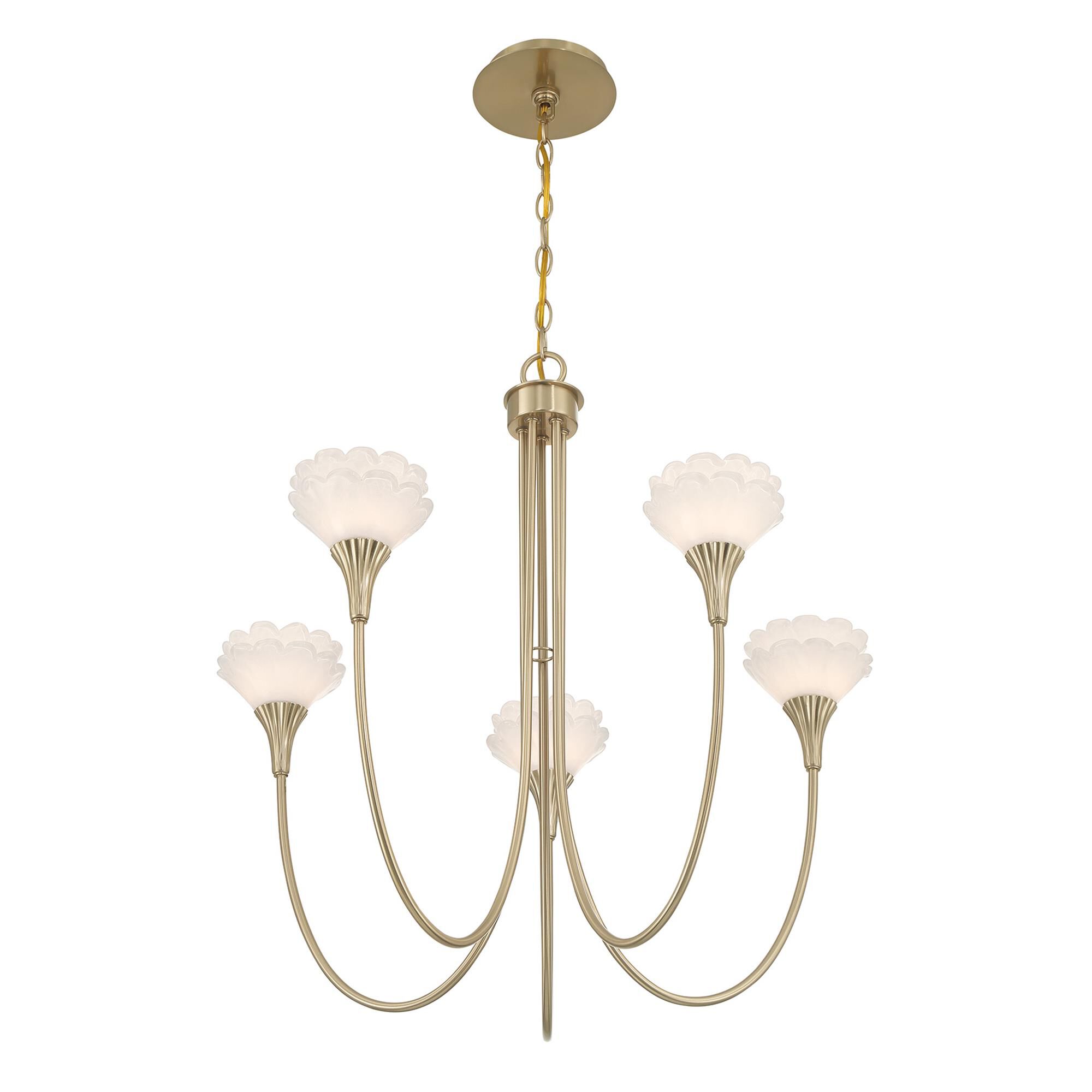 Shown in Noble Brass finish and White glass