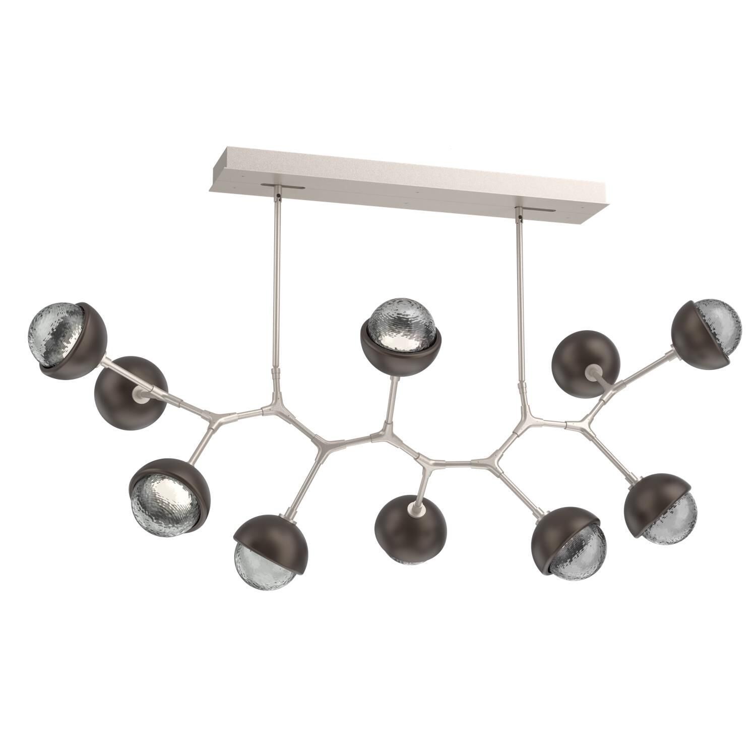 Shown in Beige Silver finish and Smoke glass and Flat Bronze accent