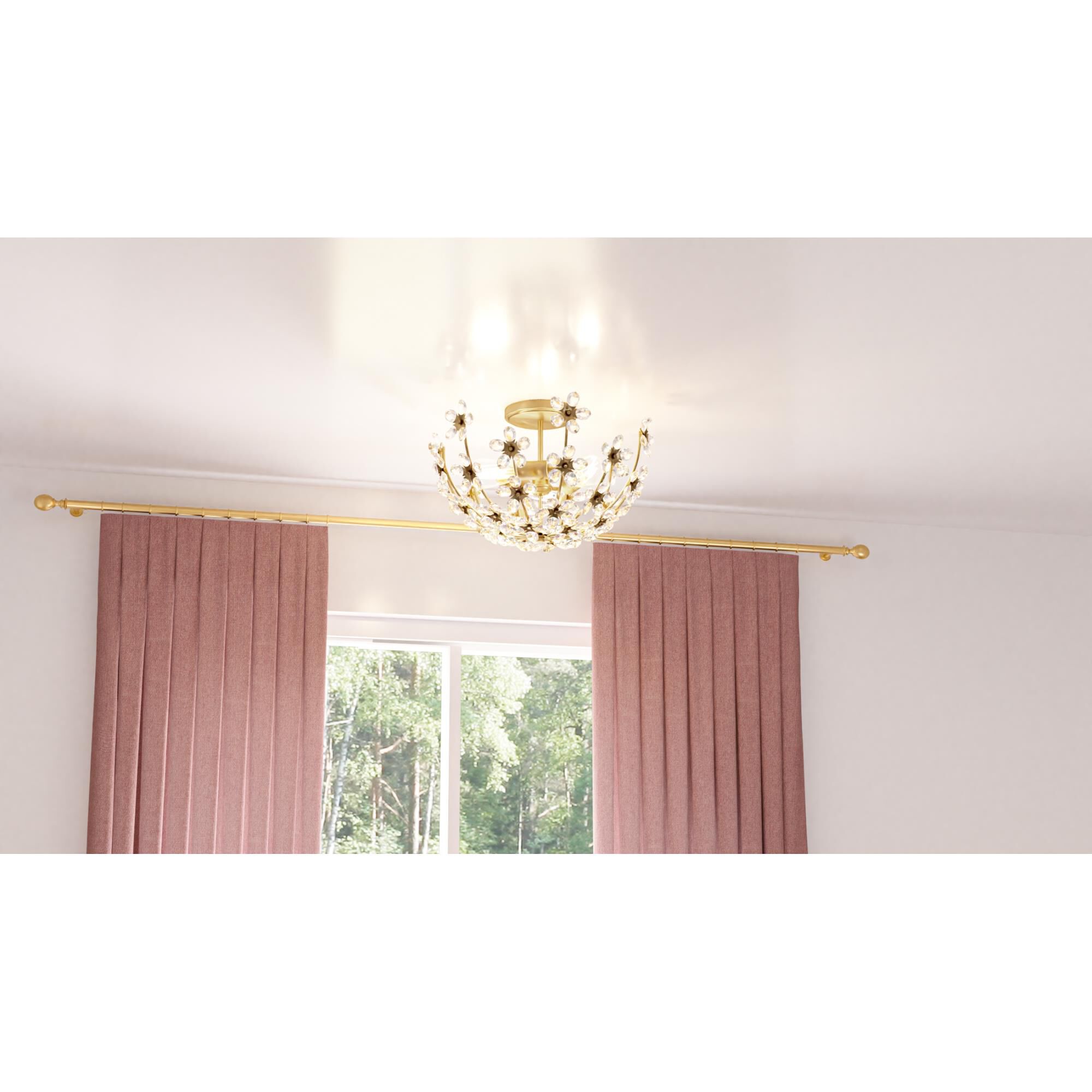 Shown in Soft Gold finish and Clear Crystal glass