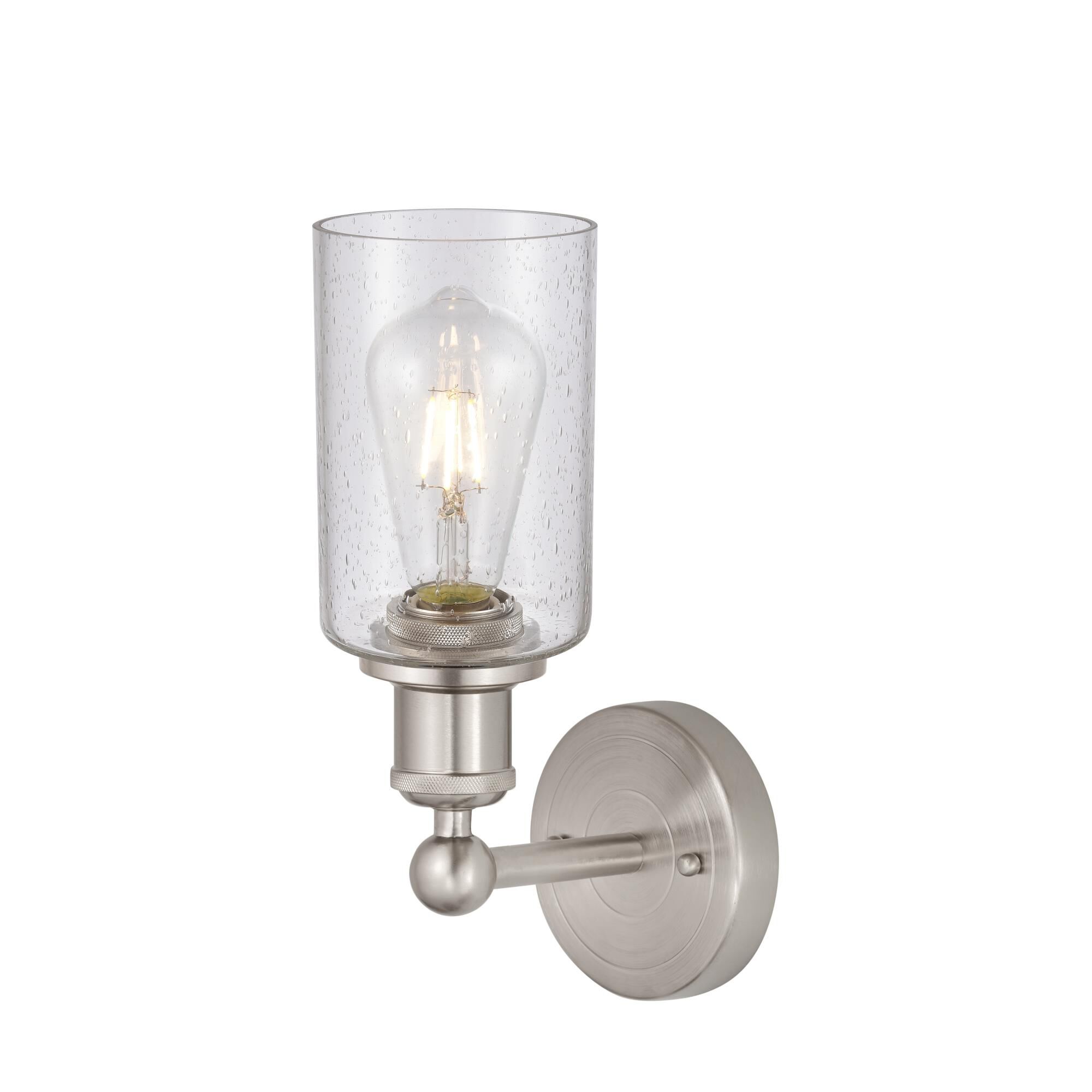 Shown in Brushed Satin Nickel finish and Seedy glass