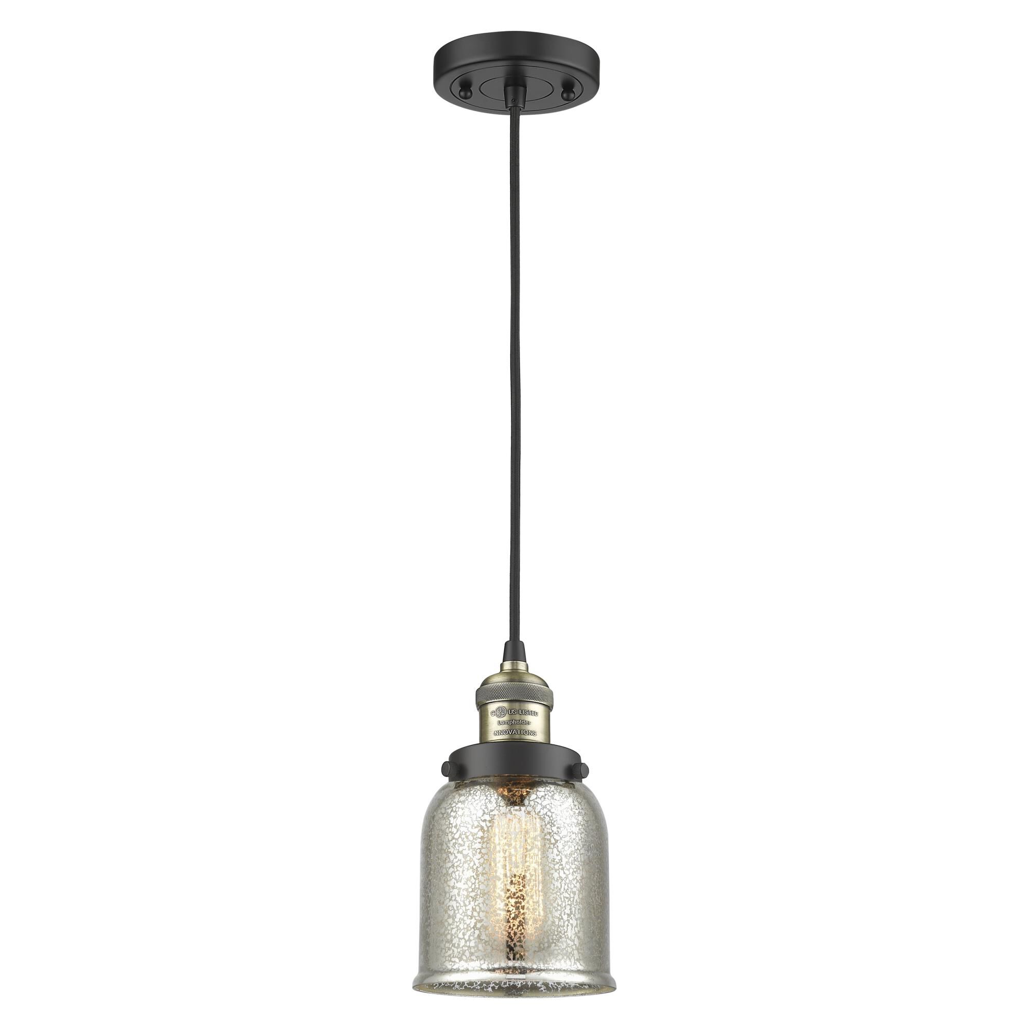 Shown in Black Antique Brass finish and Silver Mercury glass