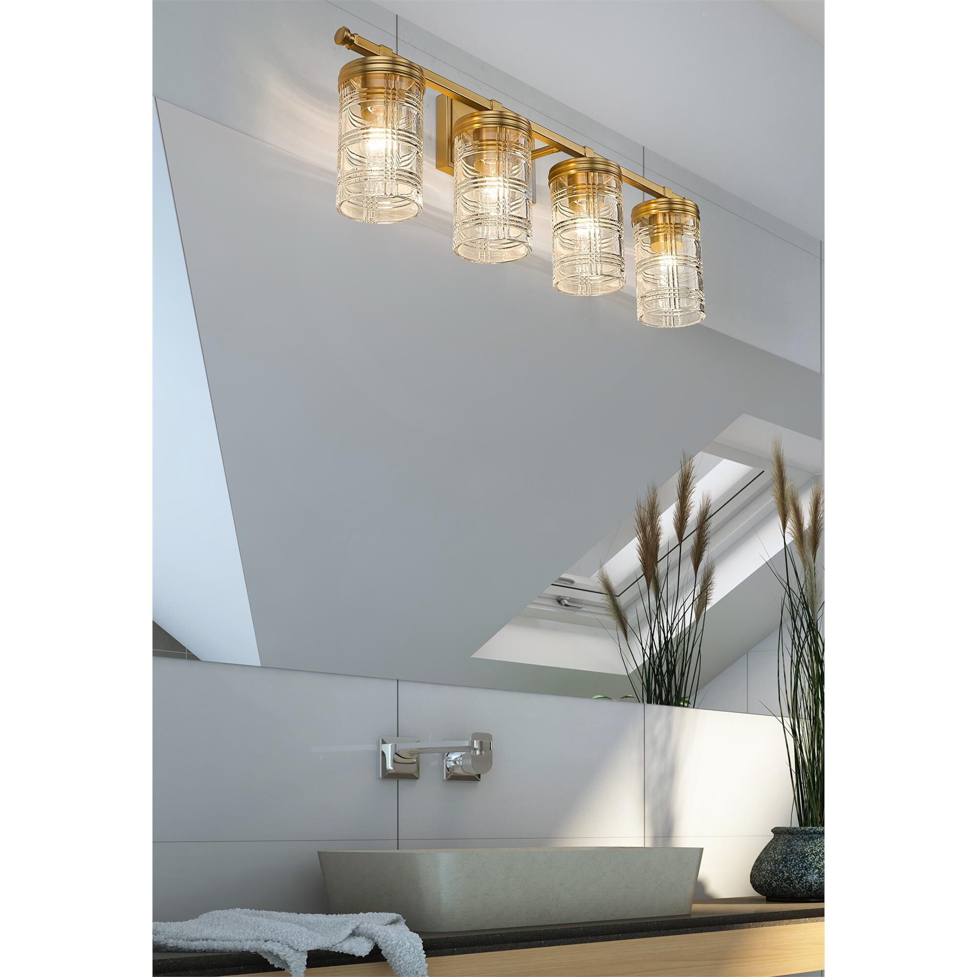 Shown in Heirloom Gold finish and Clear glass and Clear shade