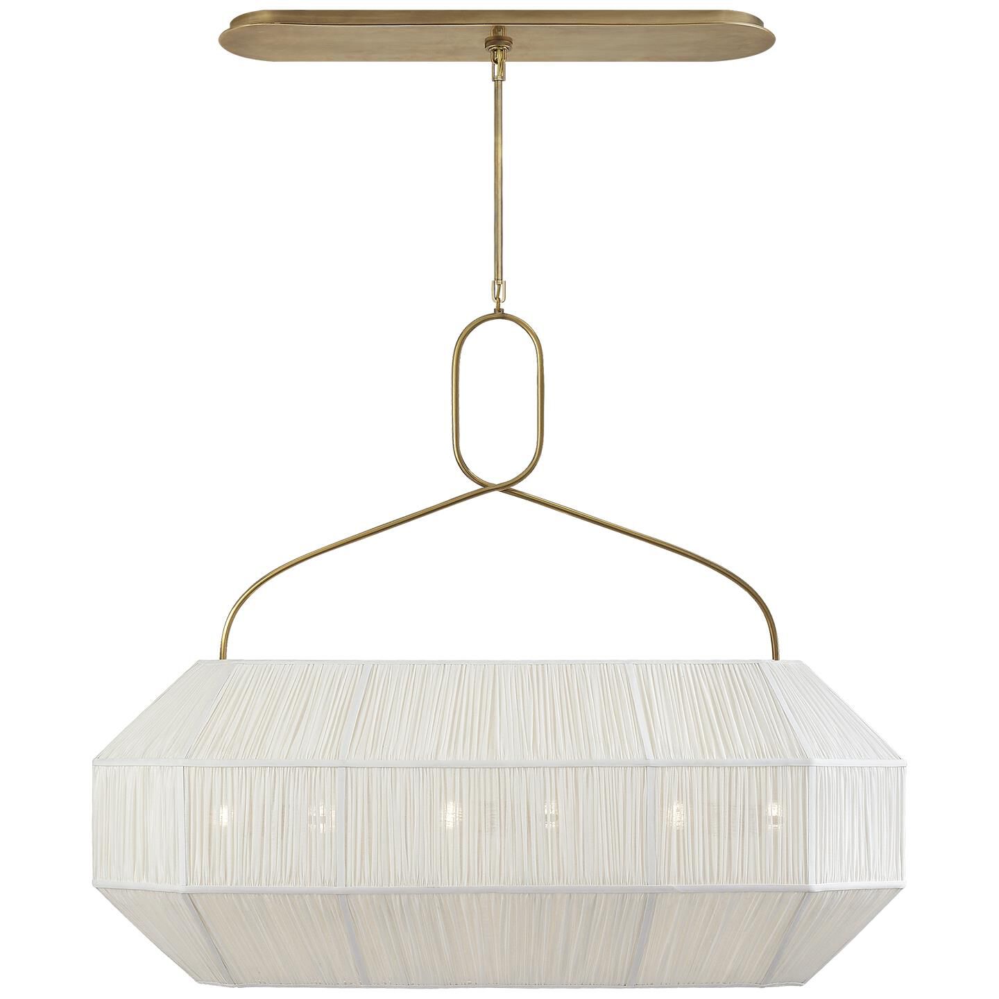 Shown in Antique-Burnished Brass finish and Rectangular Linen shade