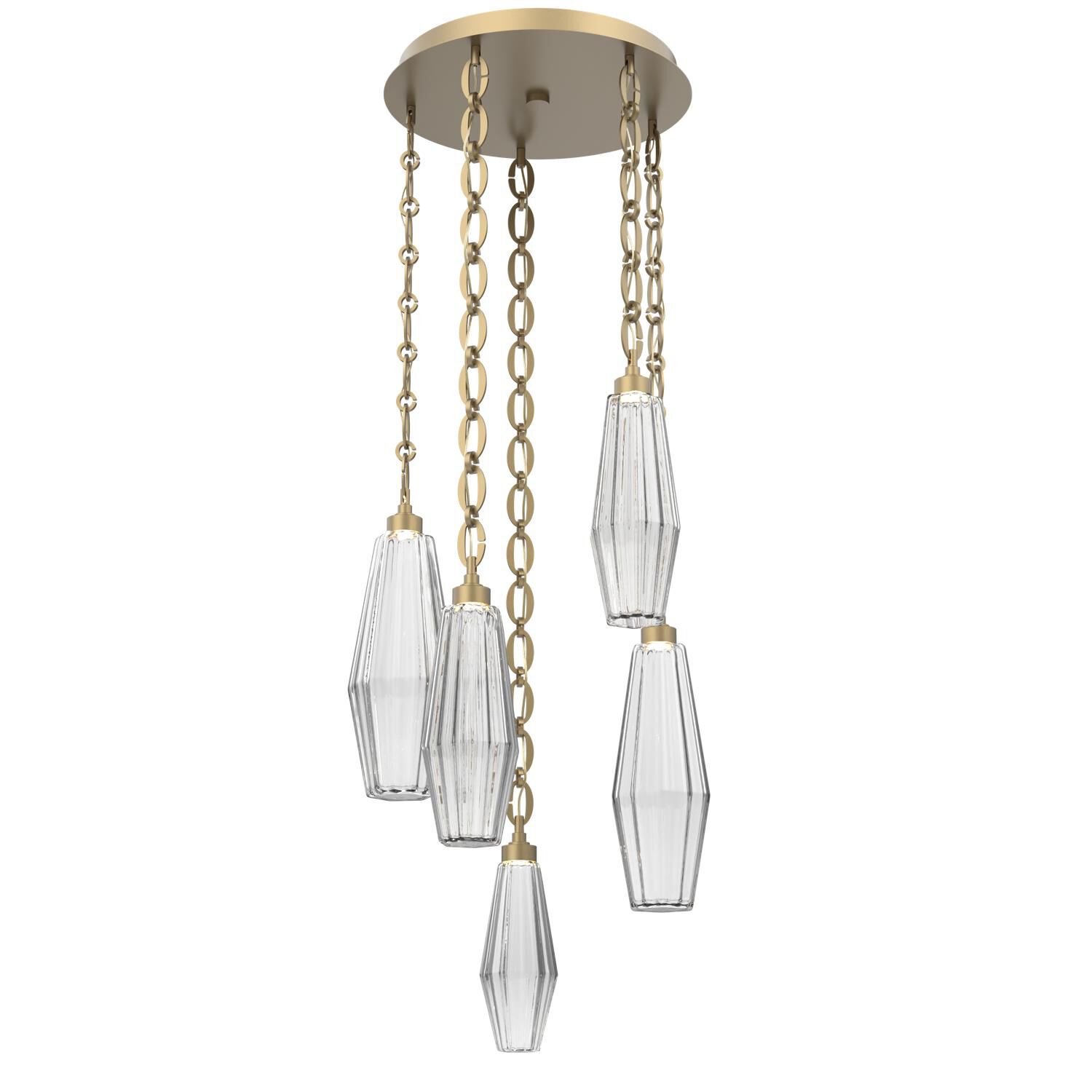 Shown in Gilded Brass finish and Clear glass