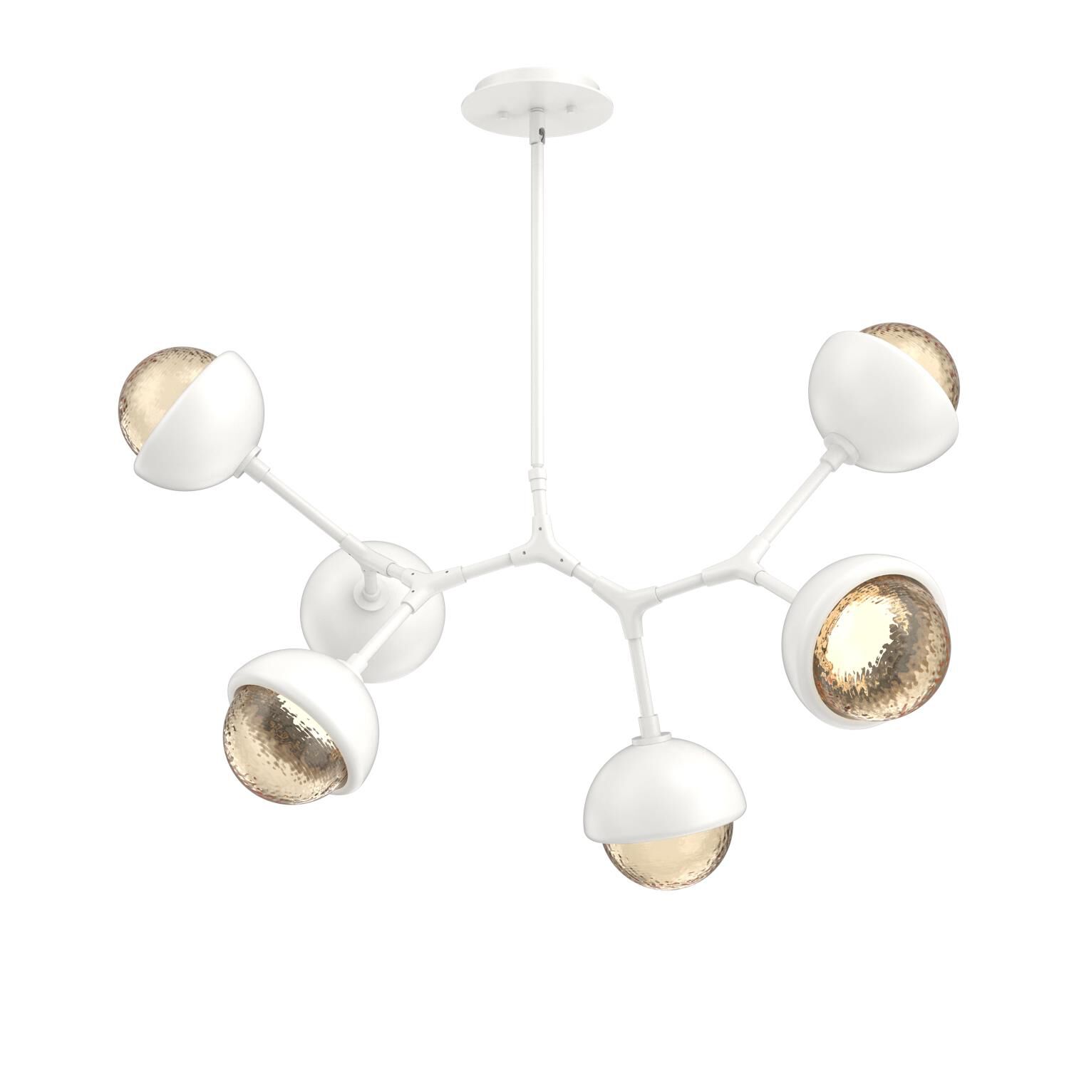 Shown in Salt White finish and Amber glass and Metal Shade Matching Finish accent