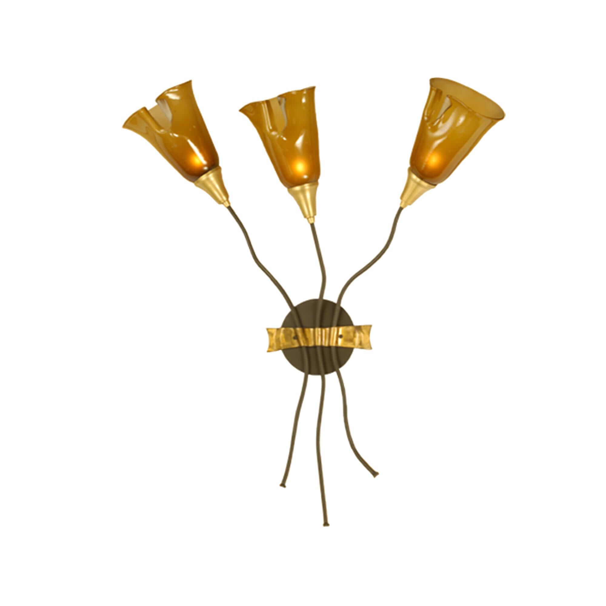 Shown in Timeless Bronze;Satin Brass finish and Amber glass