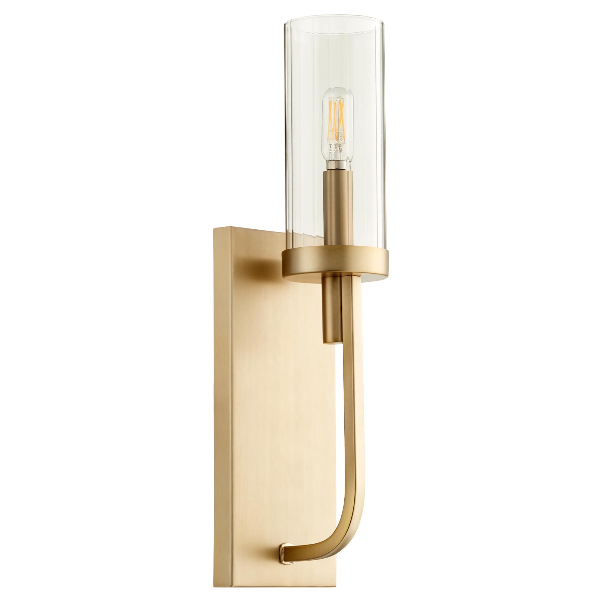 Shown in Aged Brass W/ Smoke Fluted Glass finish
