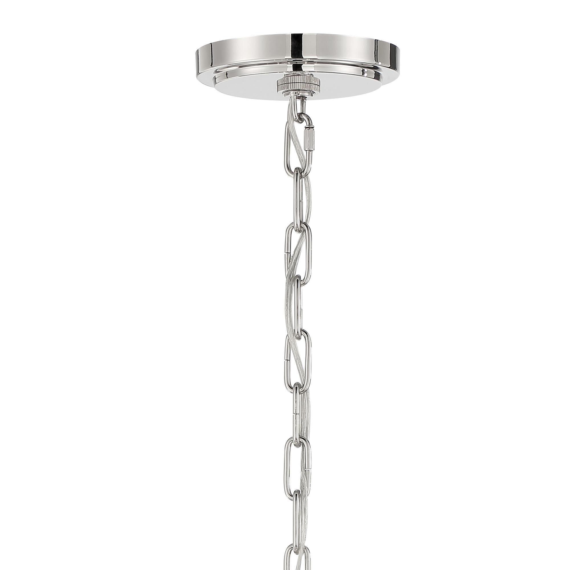 Shown in Polished Nickel finish and Clear Glass crystal