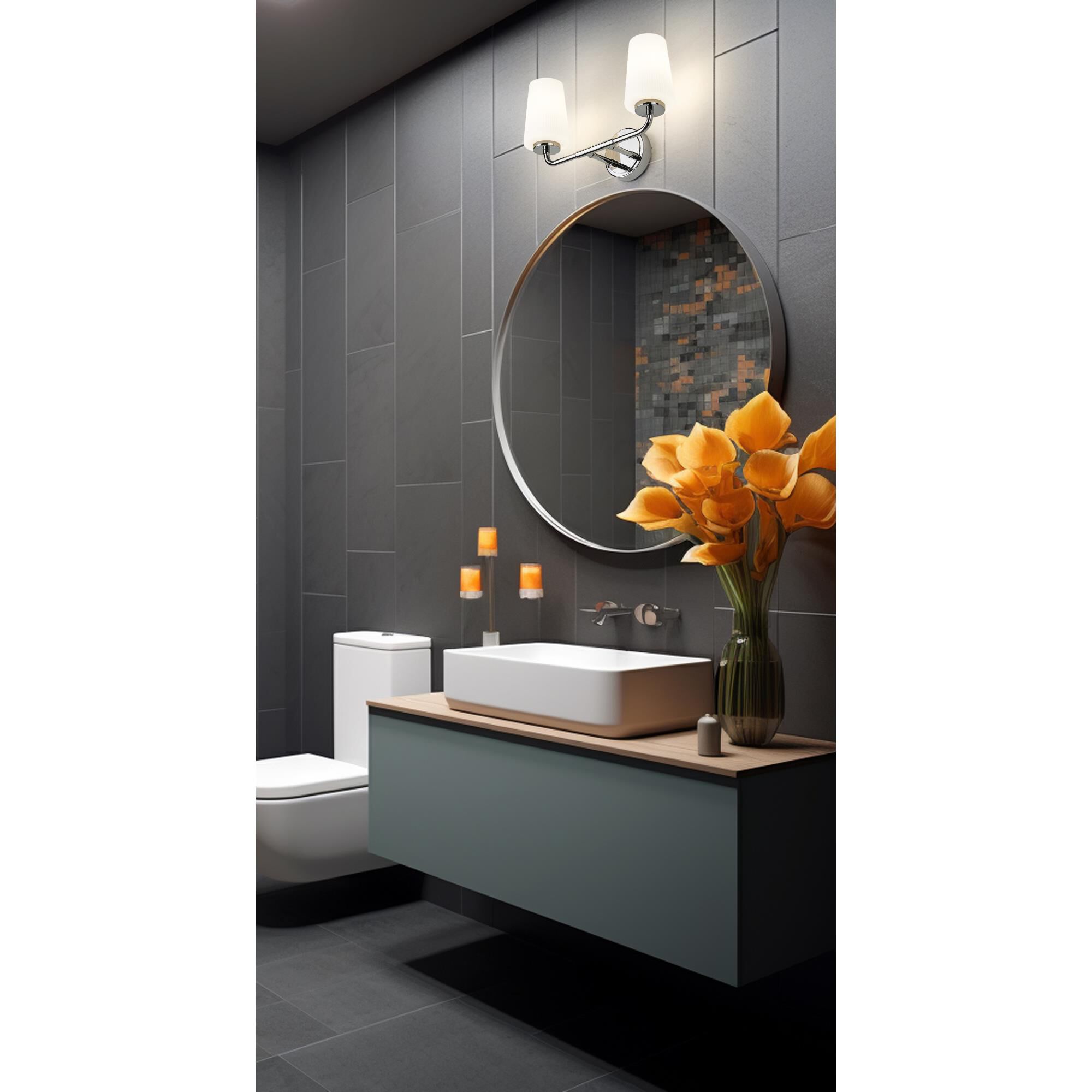 Shown in Chrome finish and Matte Opal glass and Matte Opal shade