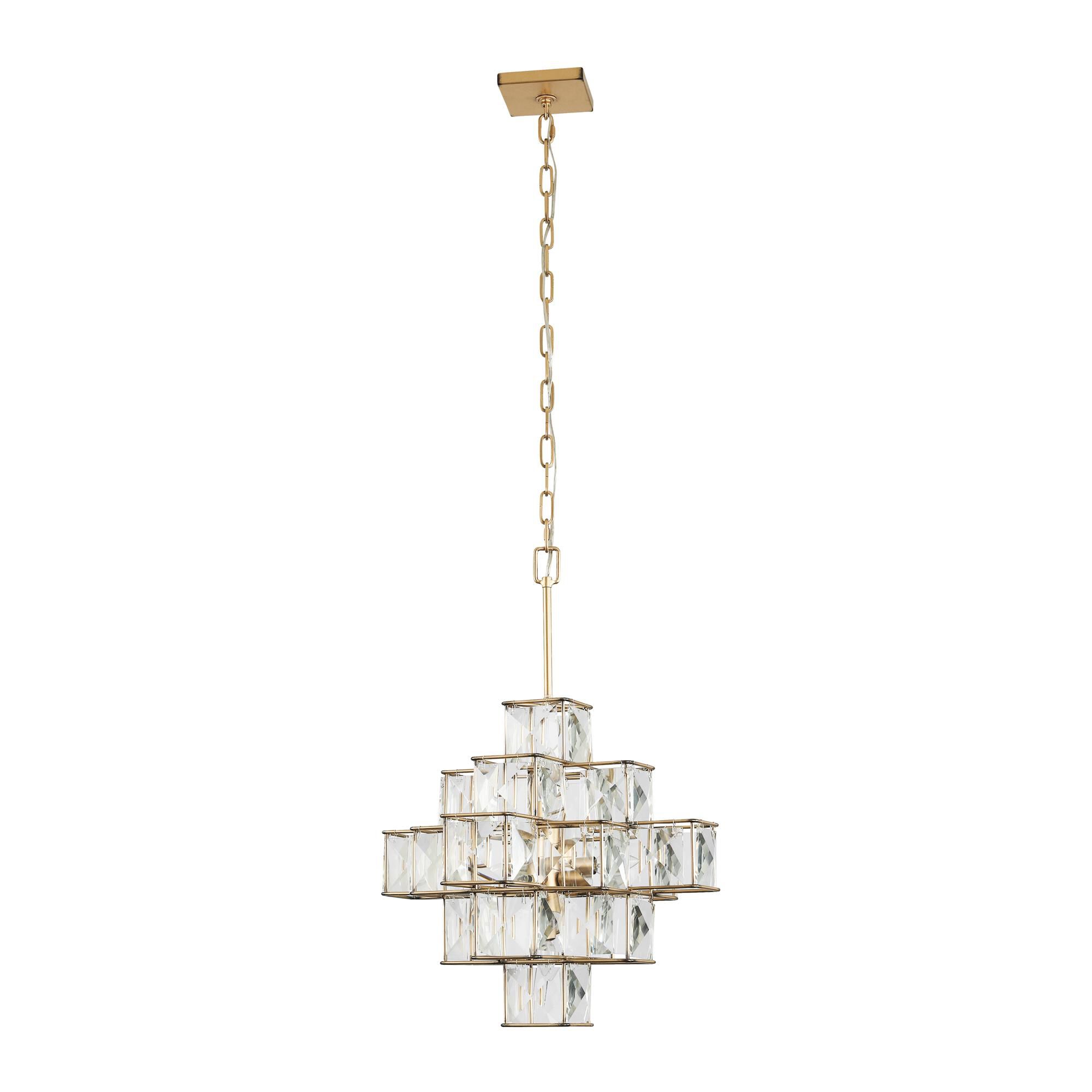 Shown in Calypso Gold finish and Faceted Panels - Clear crystal