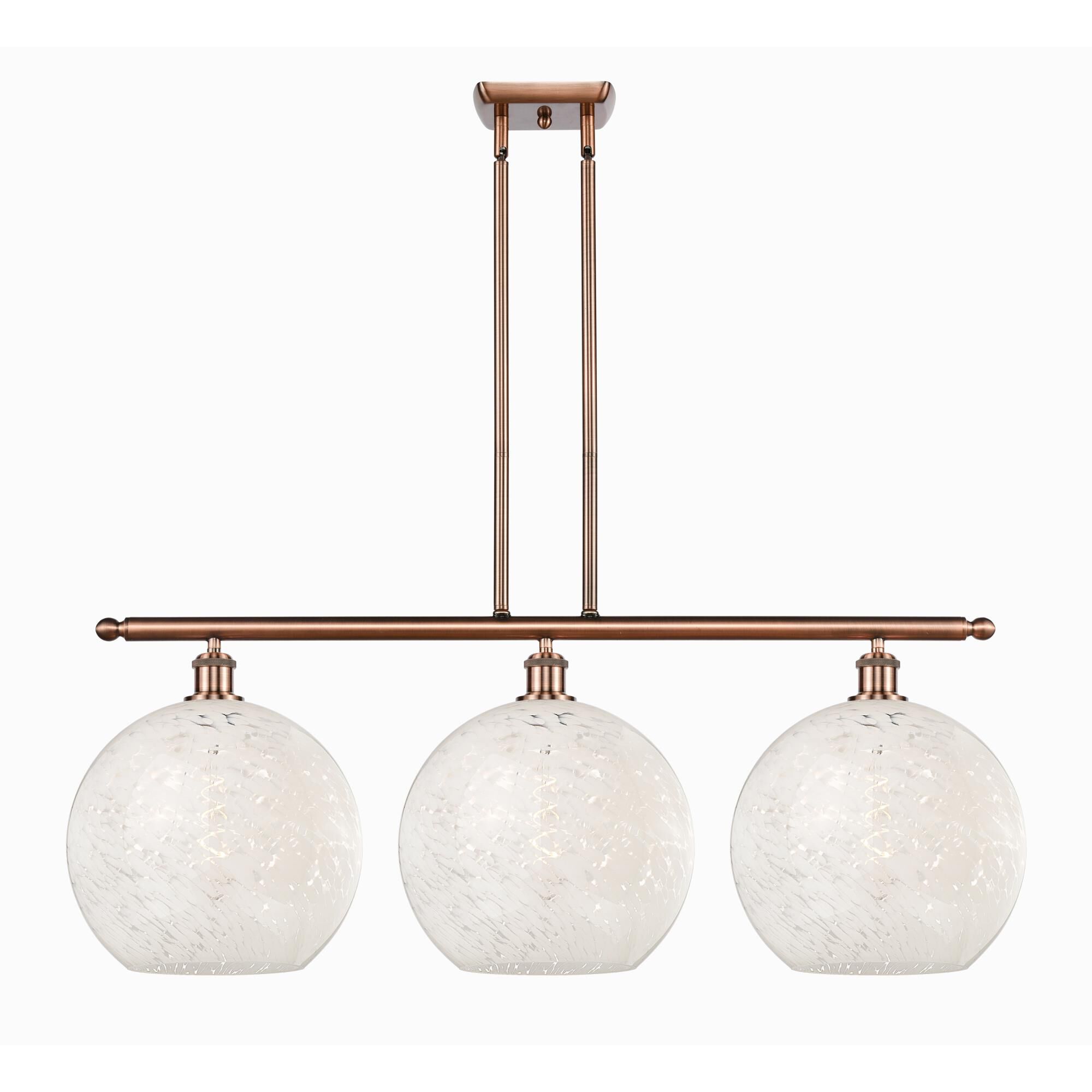 Shown in Antique Copper finish and White Mouchette glass