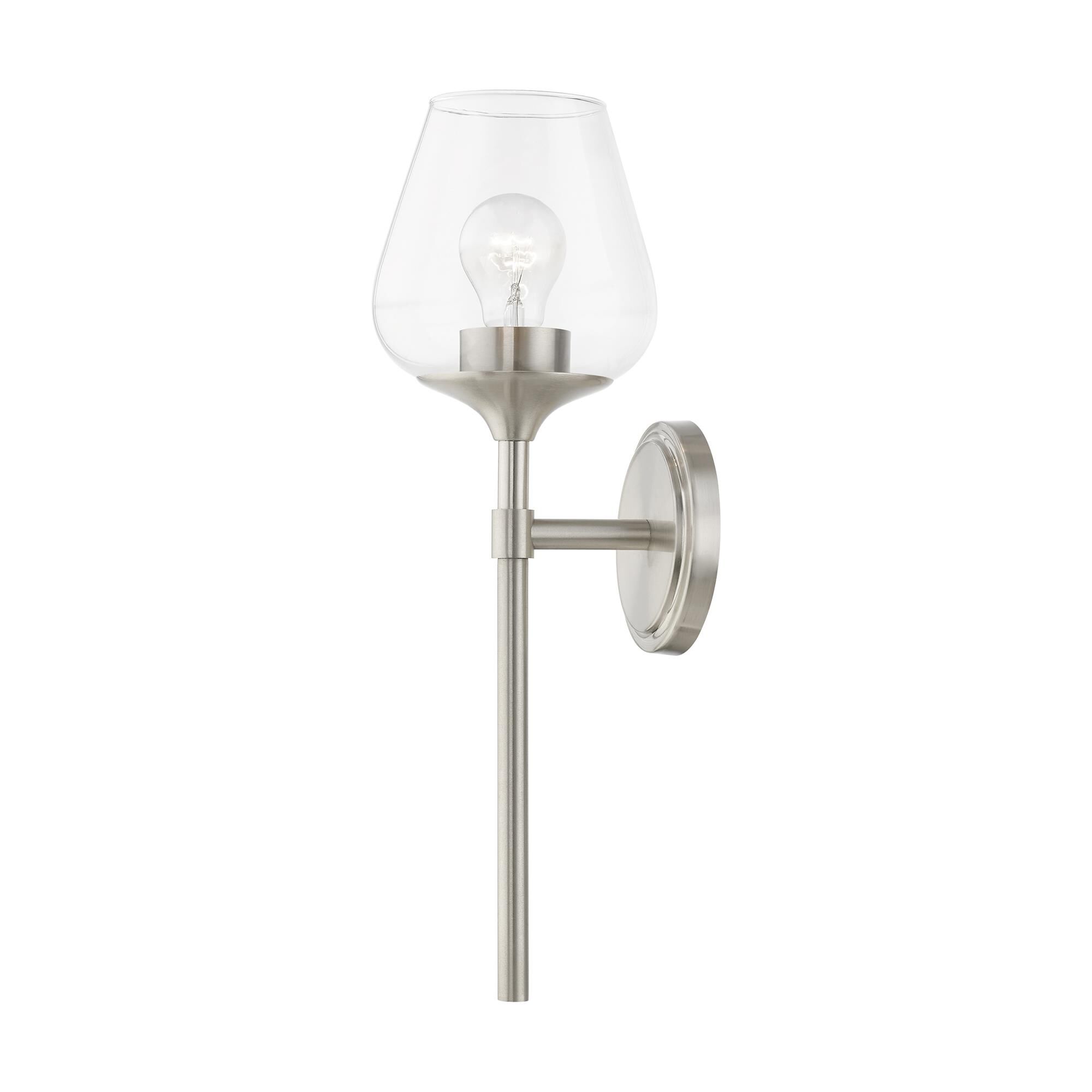 Shown in Brushed Nickel finish and Clear glass