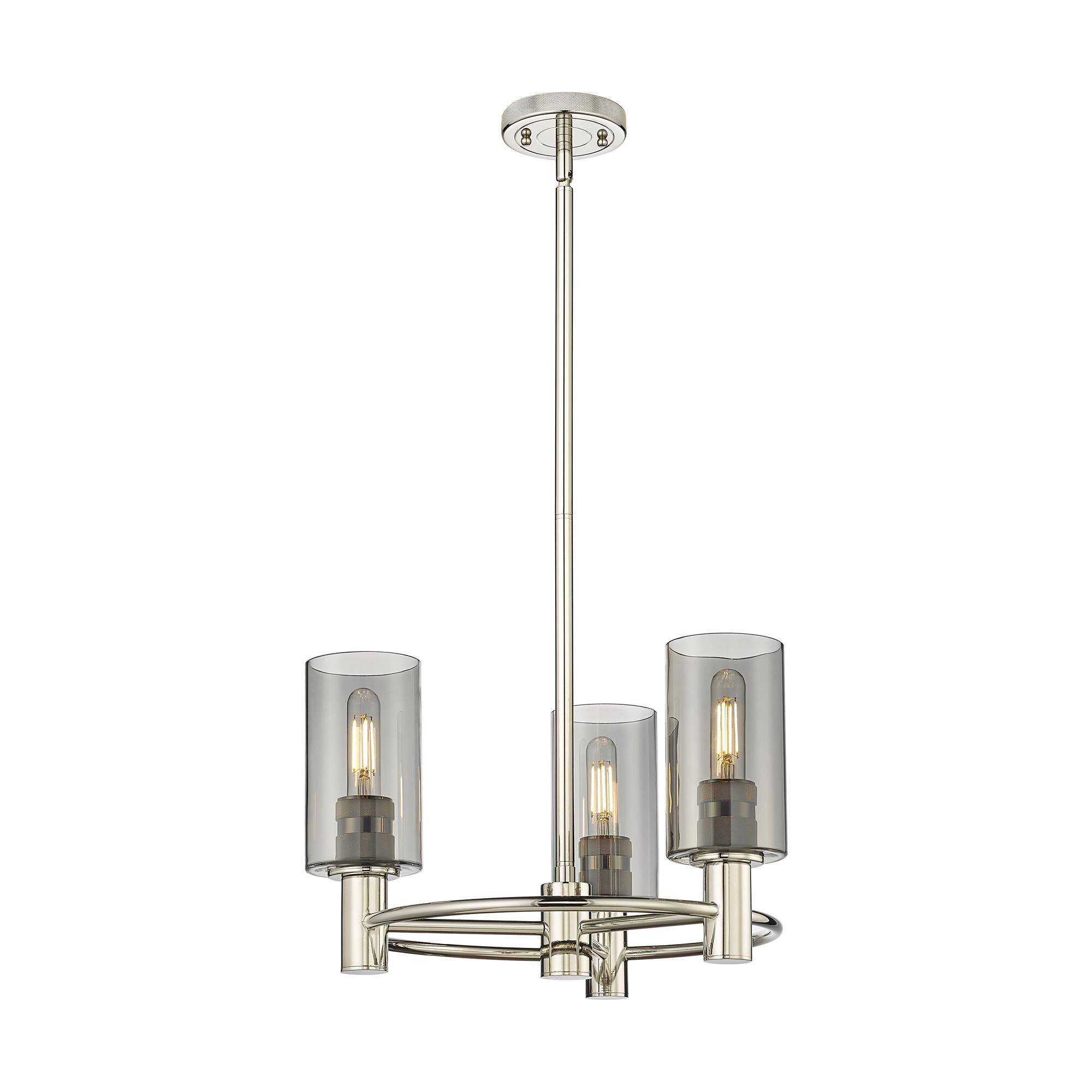 Shown in Polished Nickel finish and Plated Smoke glass and Plated Smoke Glass shade