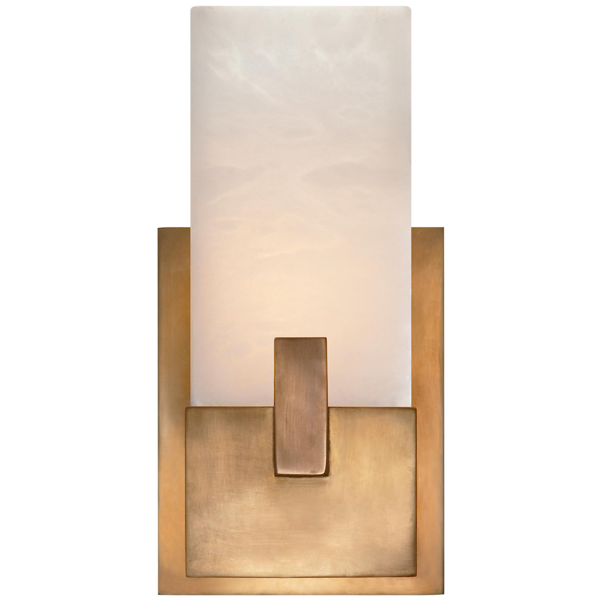 Shown in Antique-Burnished Brass finish and Alabaster glass