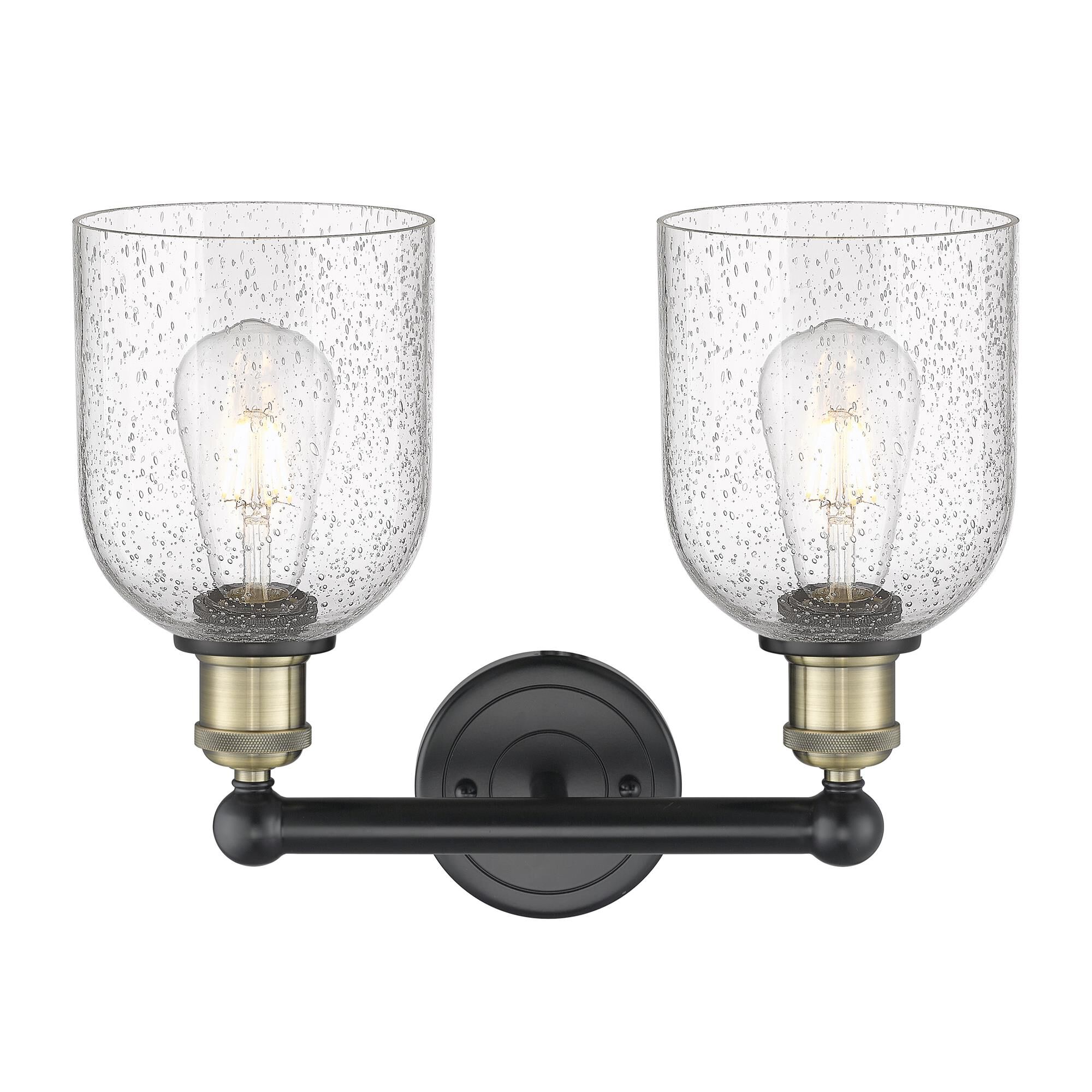 Shown in Black Antique Brass finish and Seedy glass