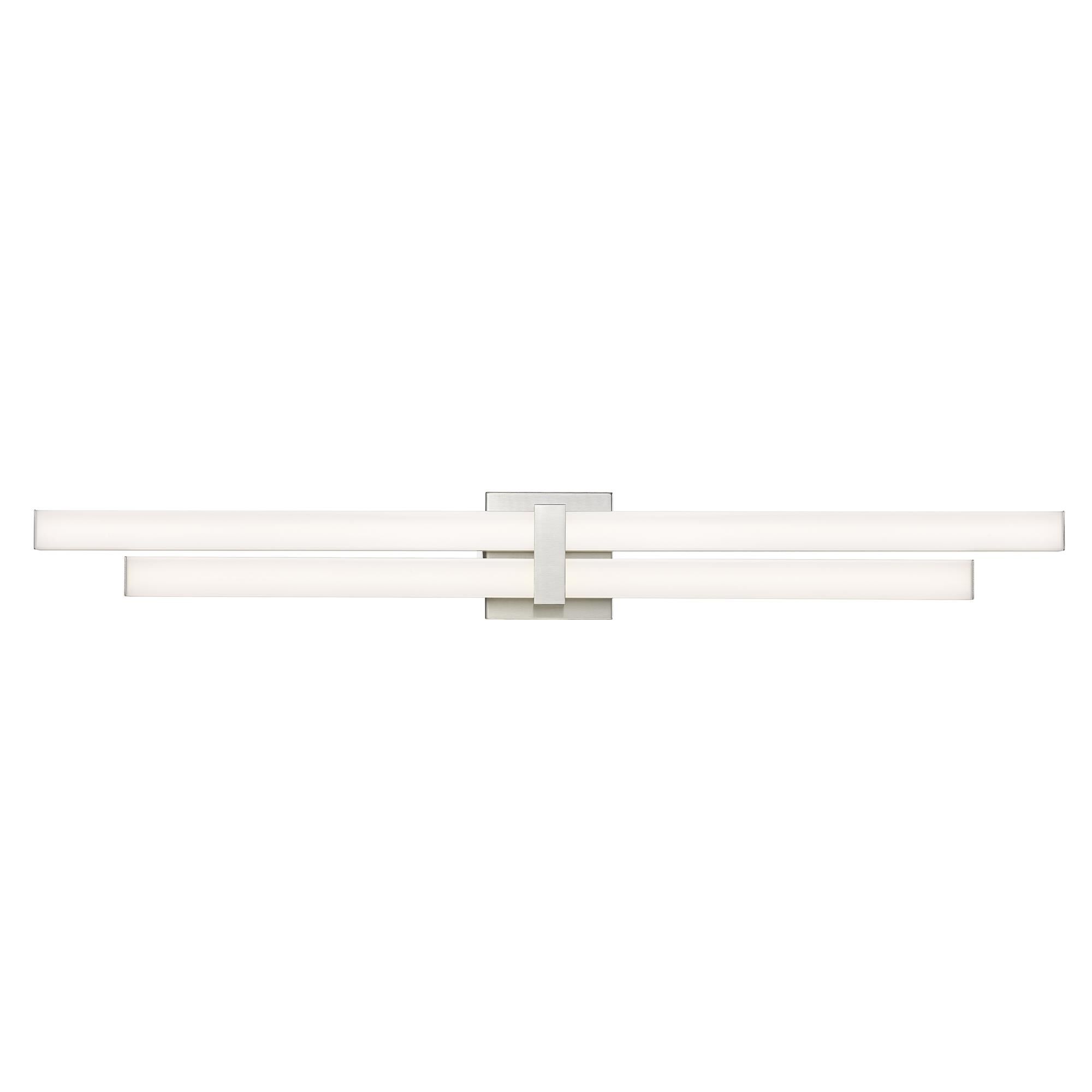 Shown in Brushed Nickel finish and Frosted glass and Frosted shade