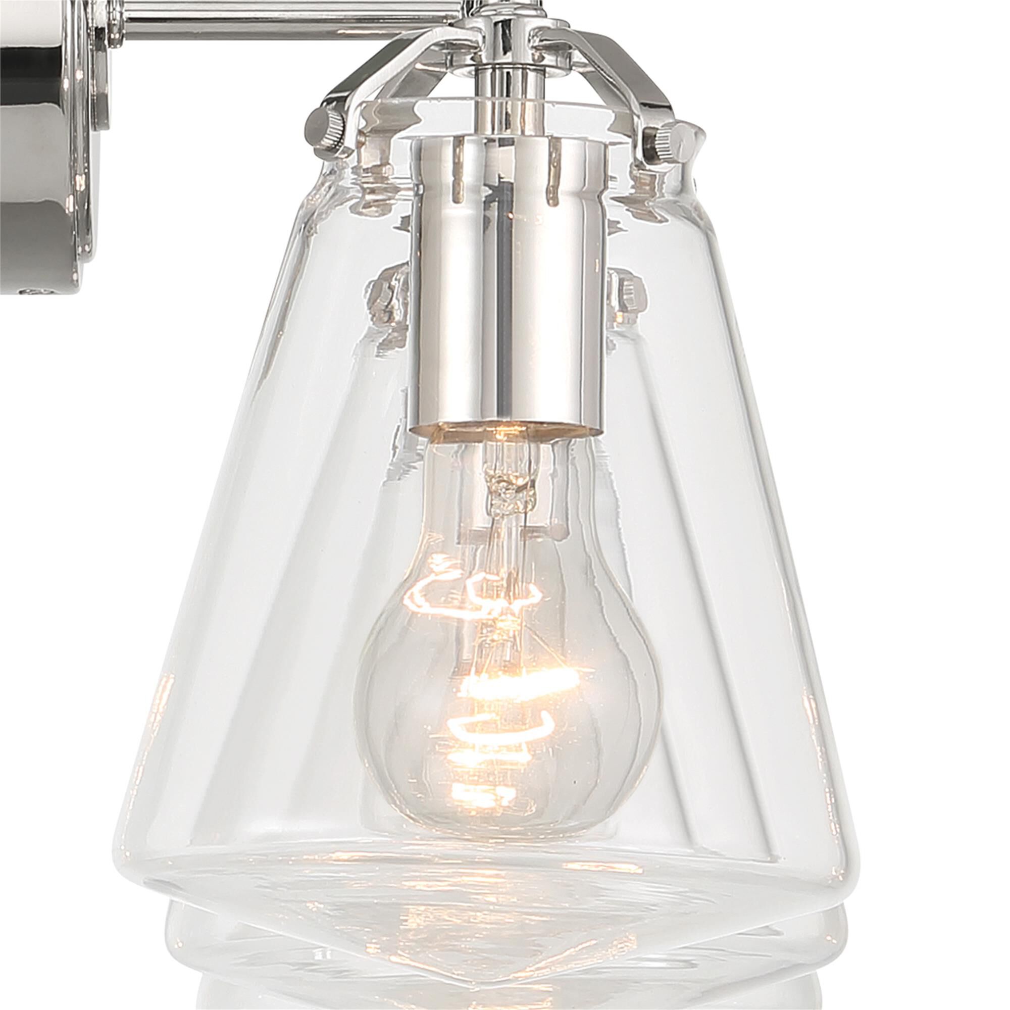Shown in Polished Nickel finish and Clear glass