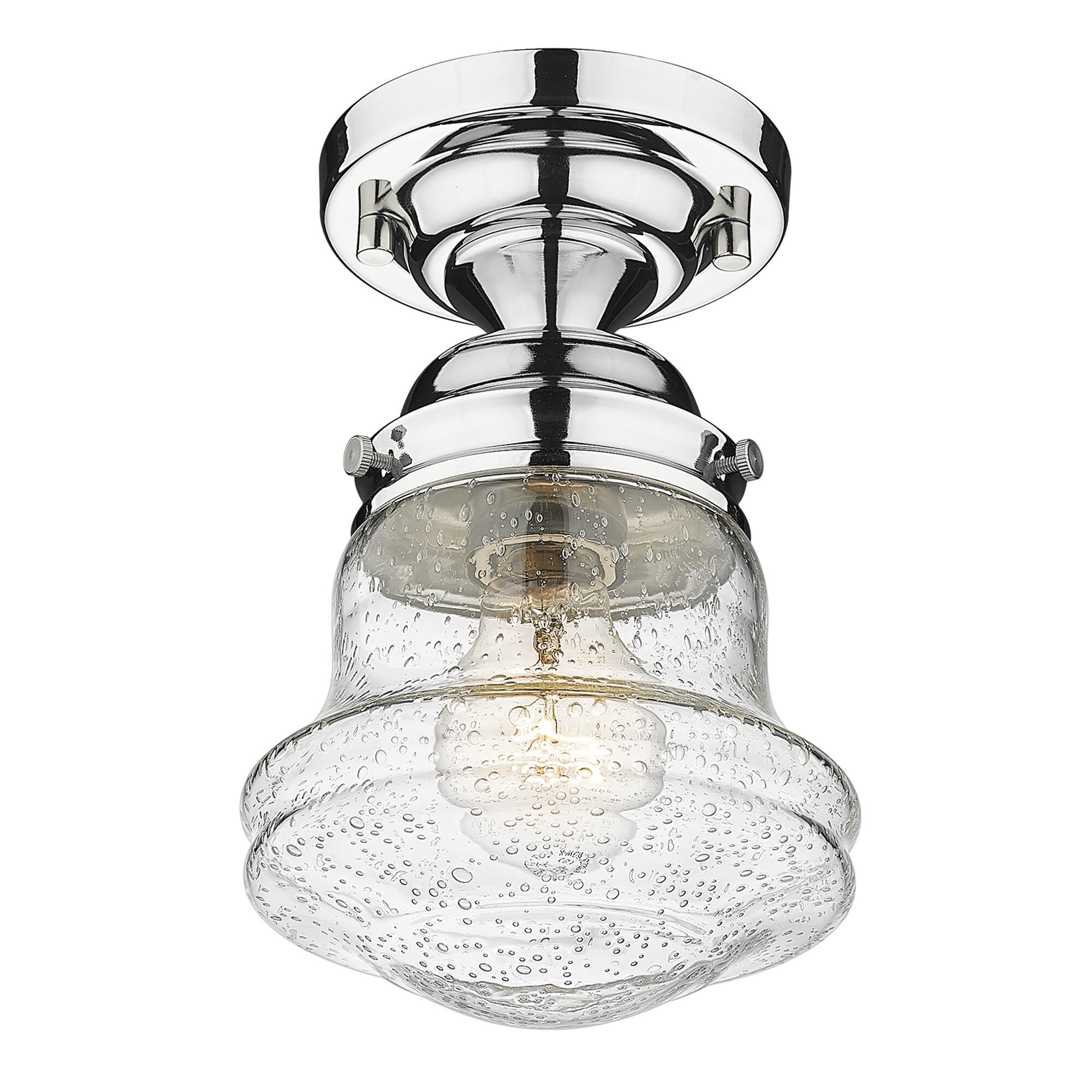 Shown in Chrome finish and Clear Seedy glass