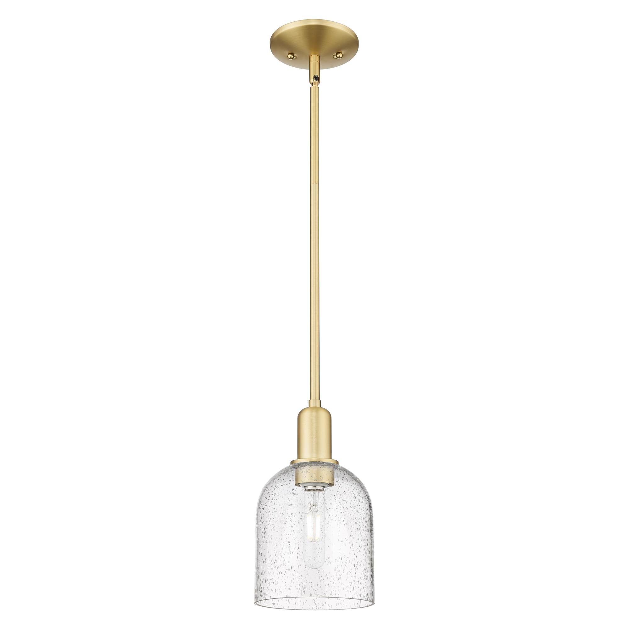 Shown in Satin Gold finish and Seedy glass