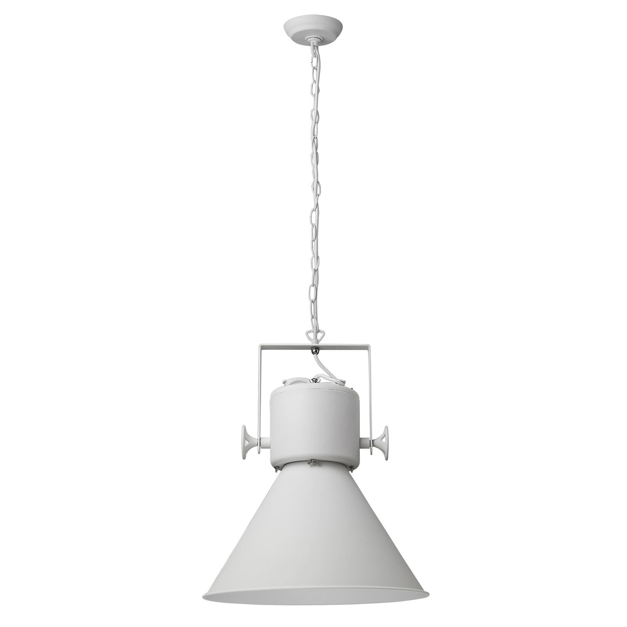 Shown in White finish and White glass and White Metal Cone Shaped  W/ White Interior shade