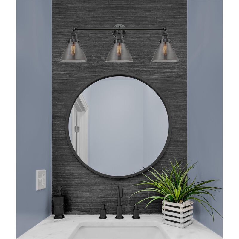 Bruno Marashlian Large Cone 32 Inch 3 Light Bath Vanity Light by Innovations Lighting