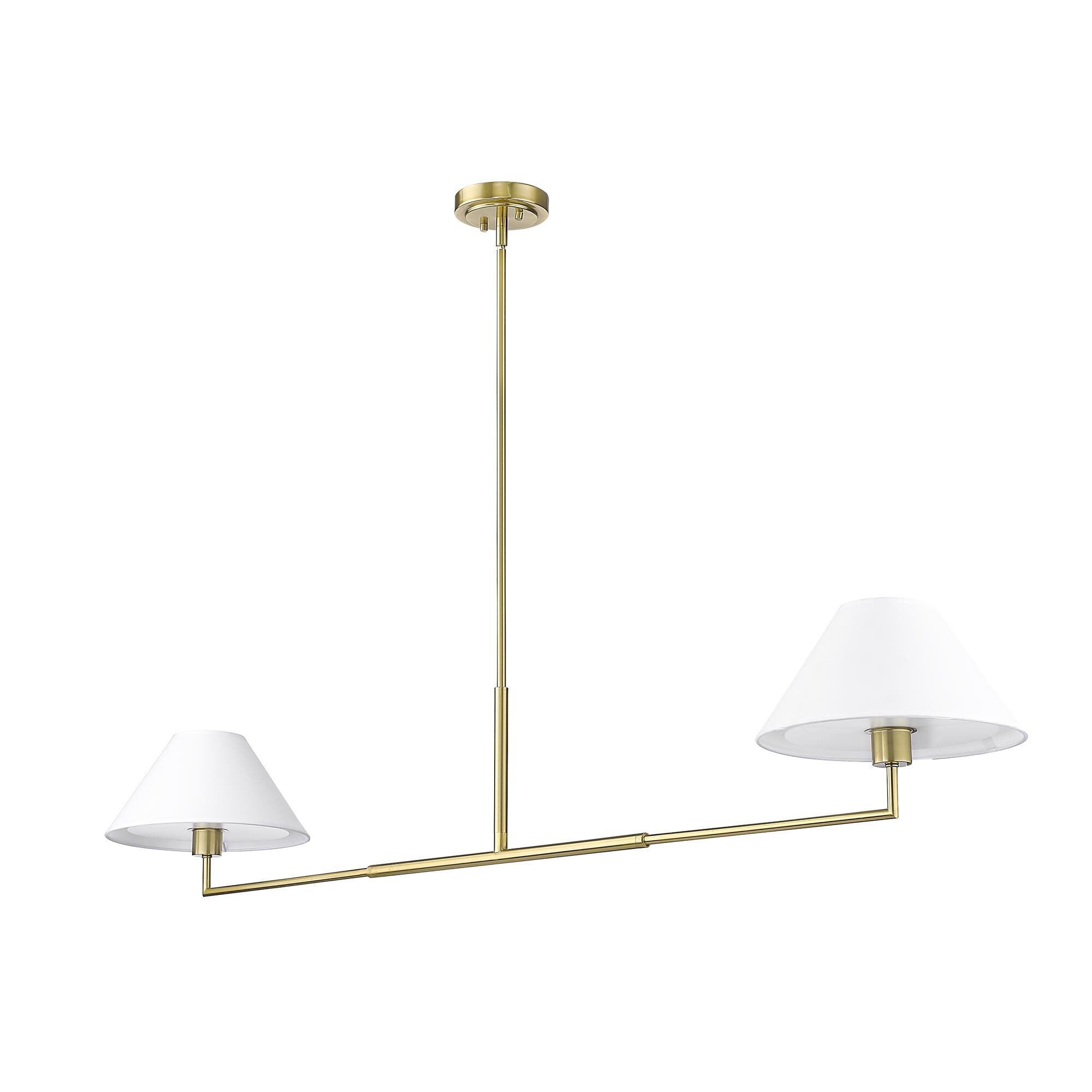 Shown in Luxe Gold finish and White Linen shade