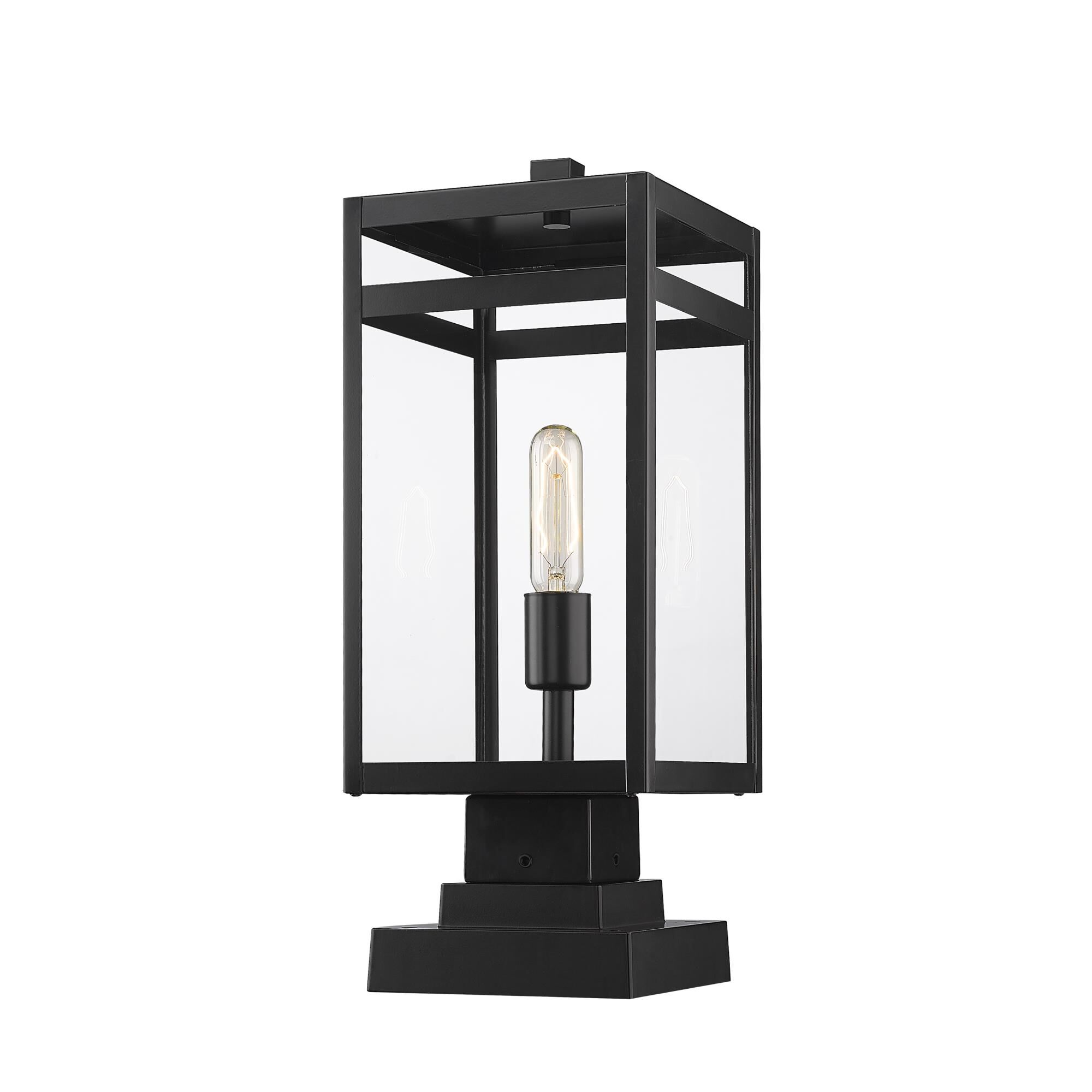 Shown in Black finish and Glass shade