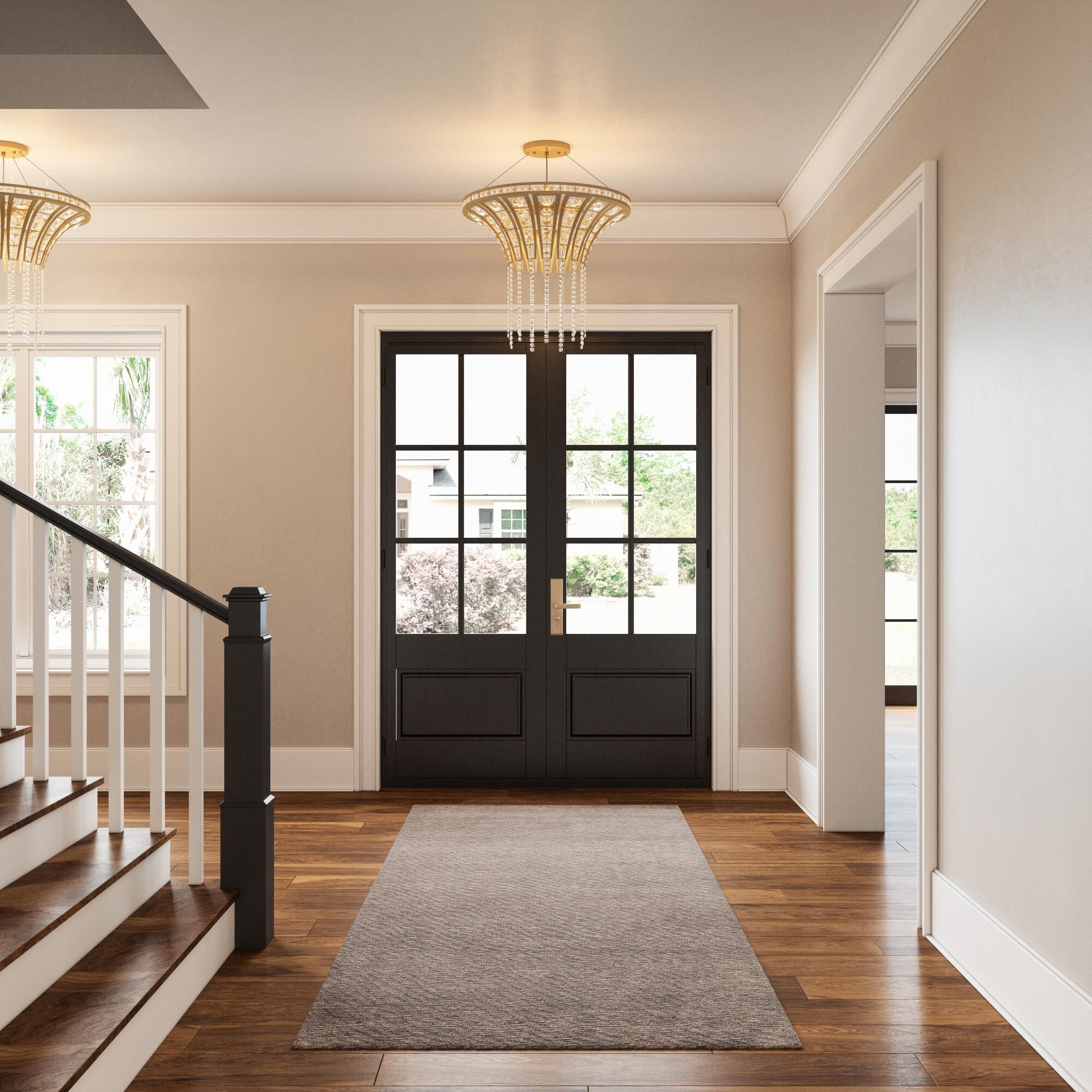 Shown in Gold finish and Champagne Gold Metal with Crystal Strands shade