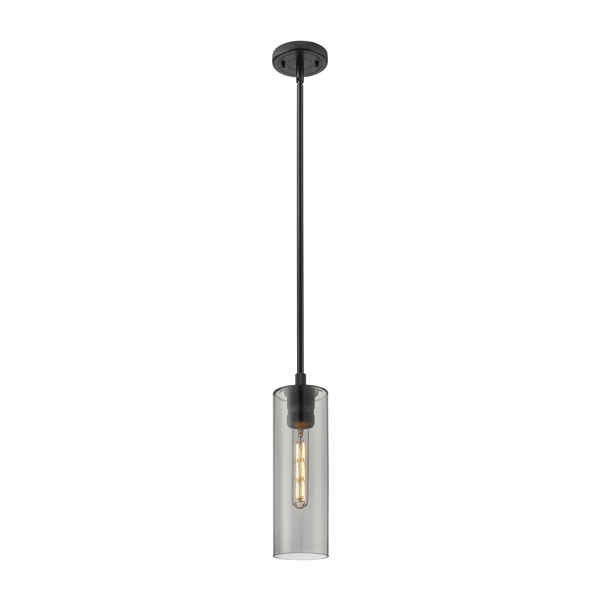 Shown in Matte Black finish and Plated Smoke glass and Plated Smoke Glass shade