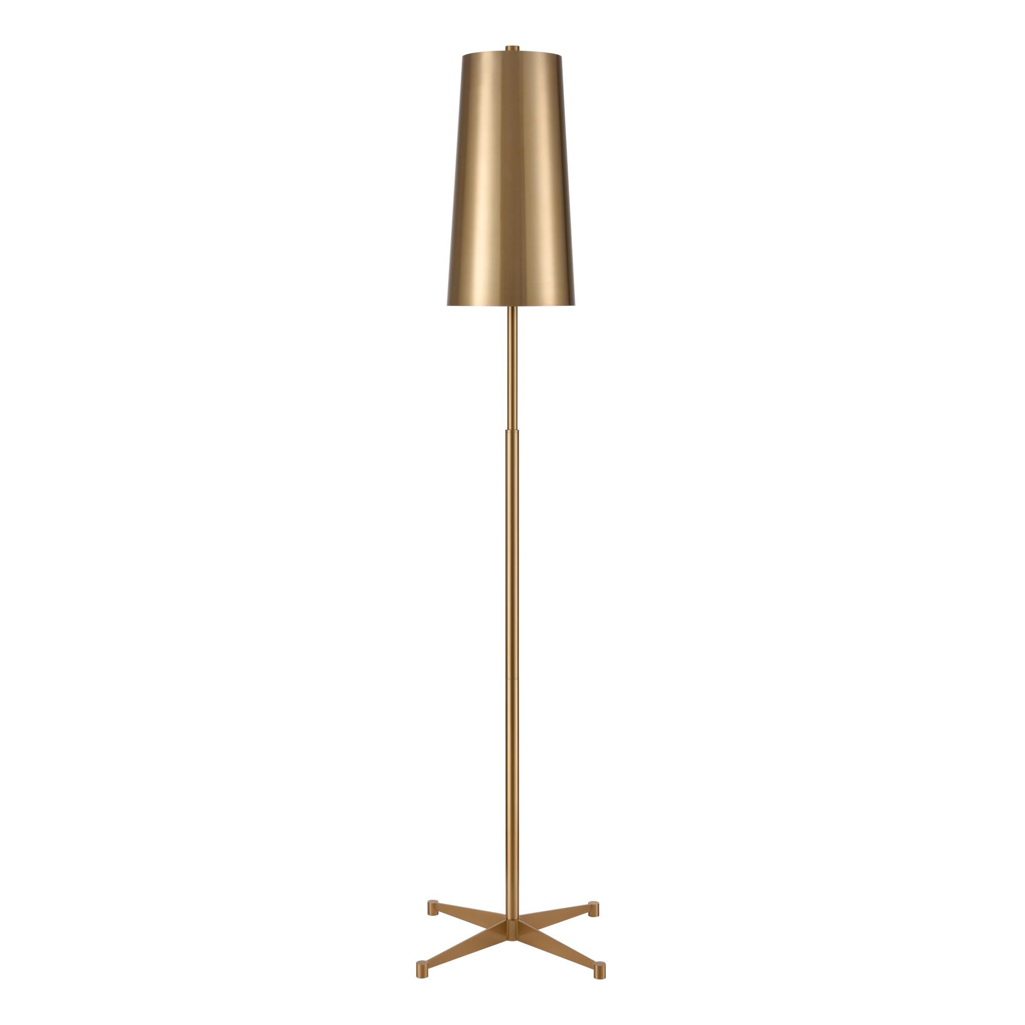 Shown in Aged Brass finish and Metal shade