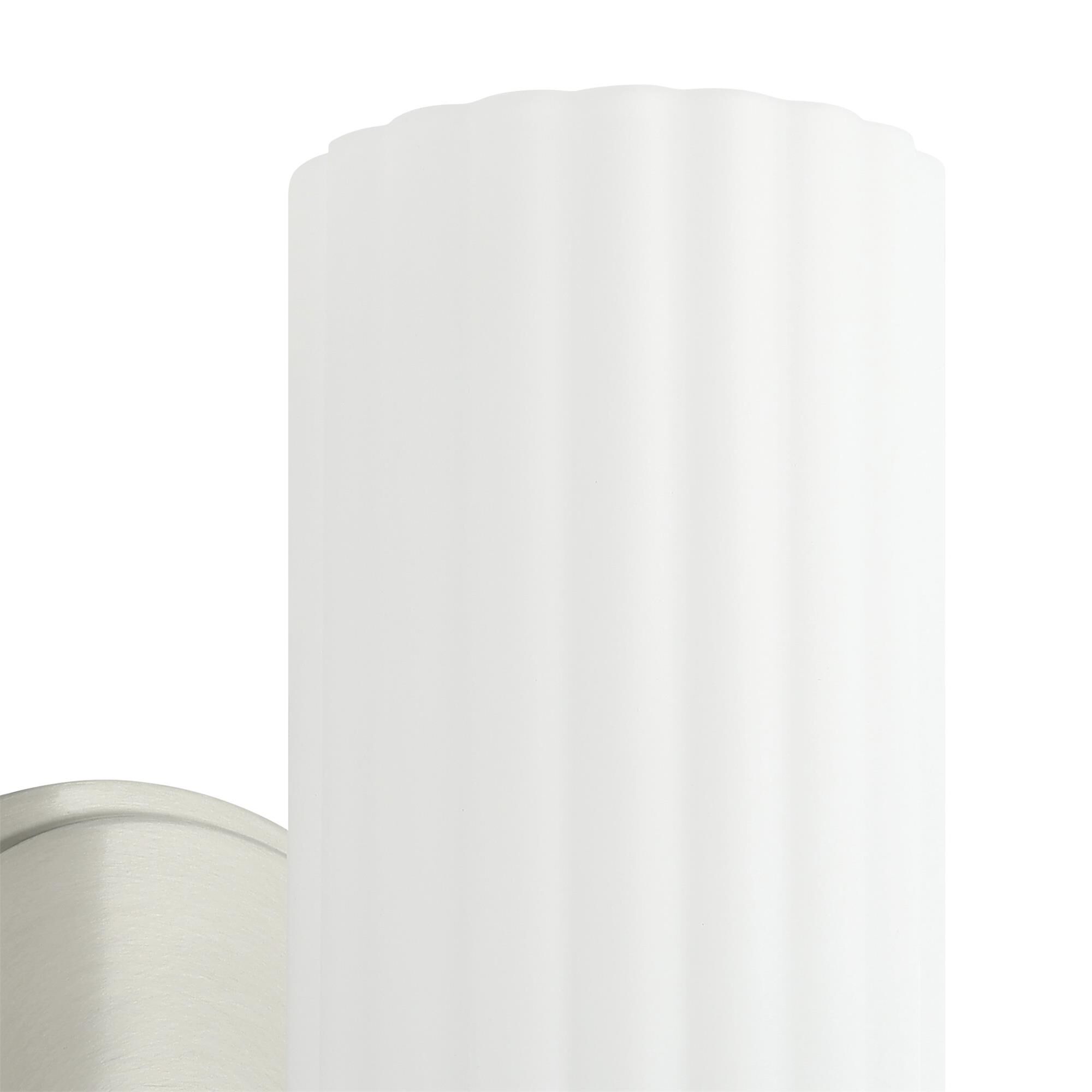 Shown in Brushed Nickel finish and Etched Opal Ribbed glass