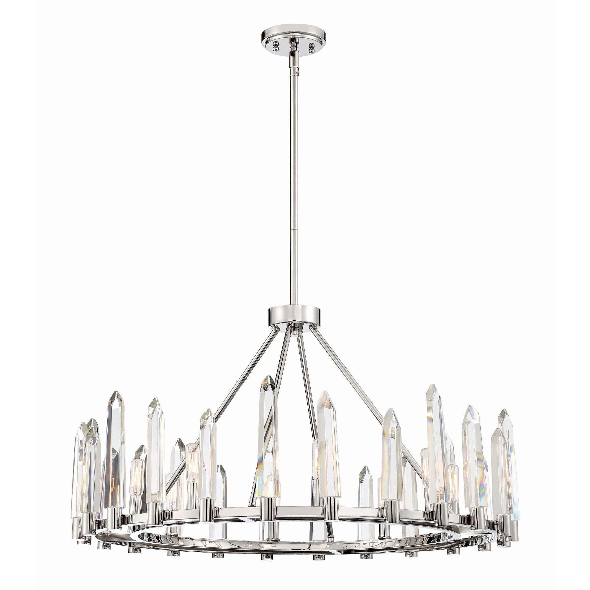 Shown in Polished Nickel finish and Clear Glass crystal