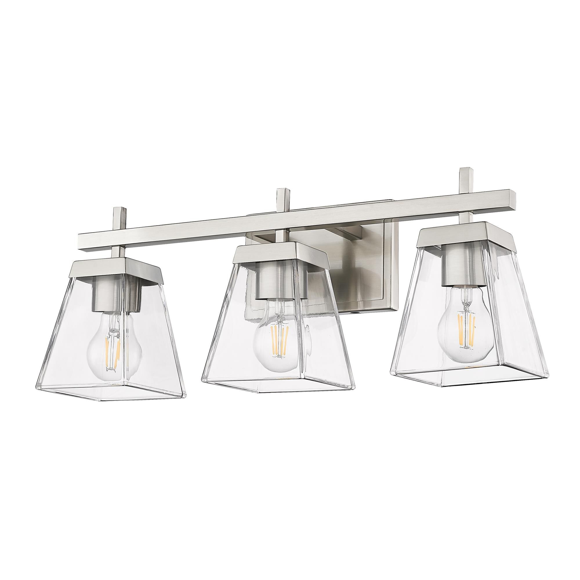 Shown in Brushed Nickel finish and Clear glass