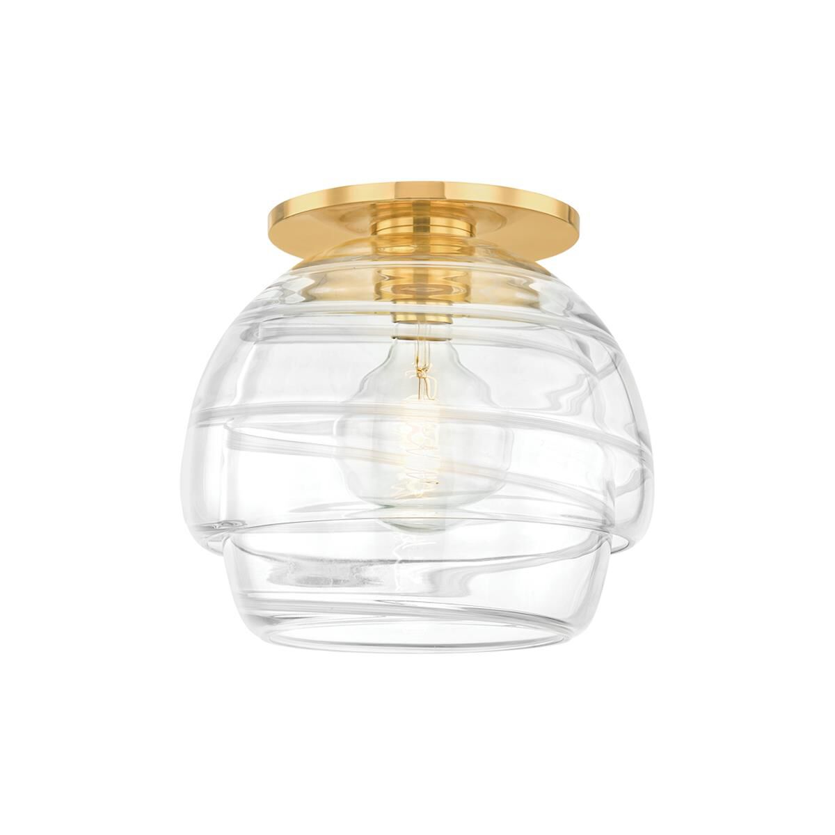 Shown in Aged Brass finish and Clear glass