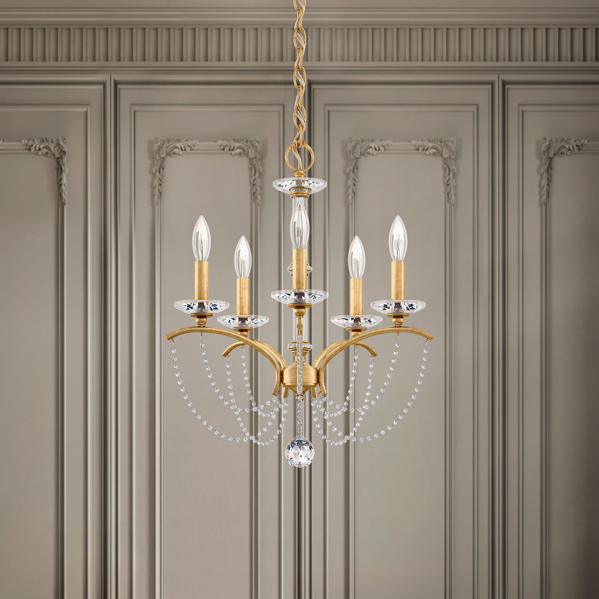 Shown in Heirloom Gold finish and Clear Optic crystal