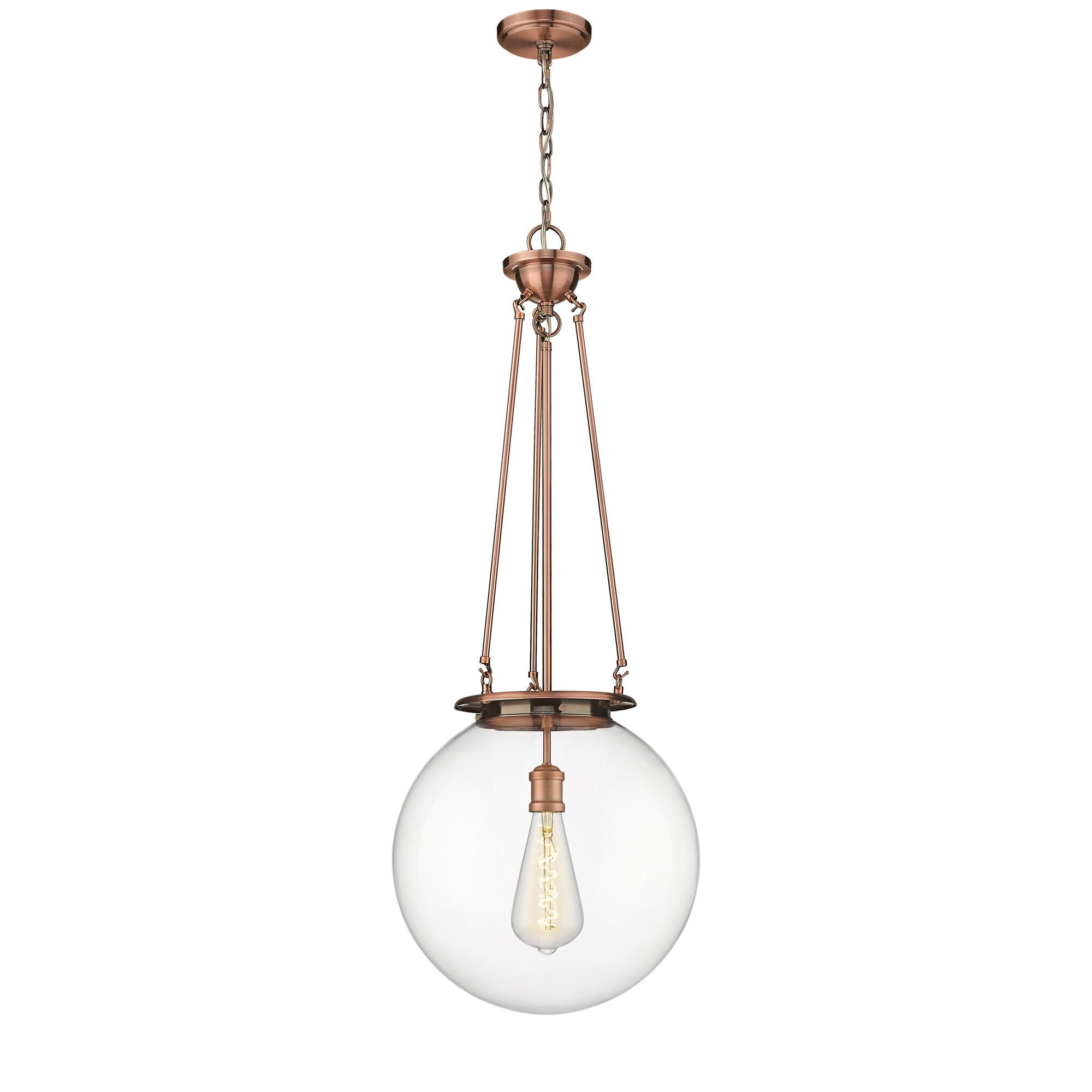 Shown in Antique Copper finish and Clear glass